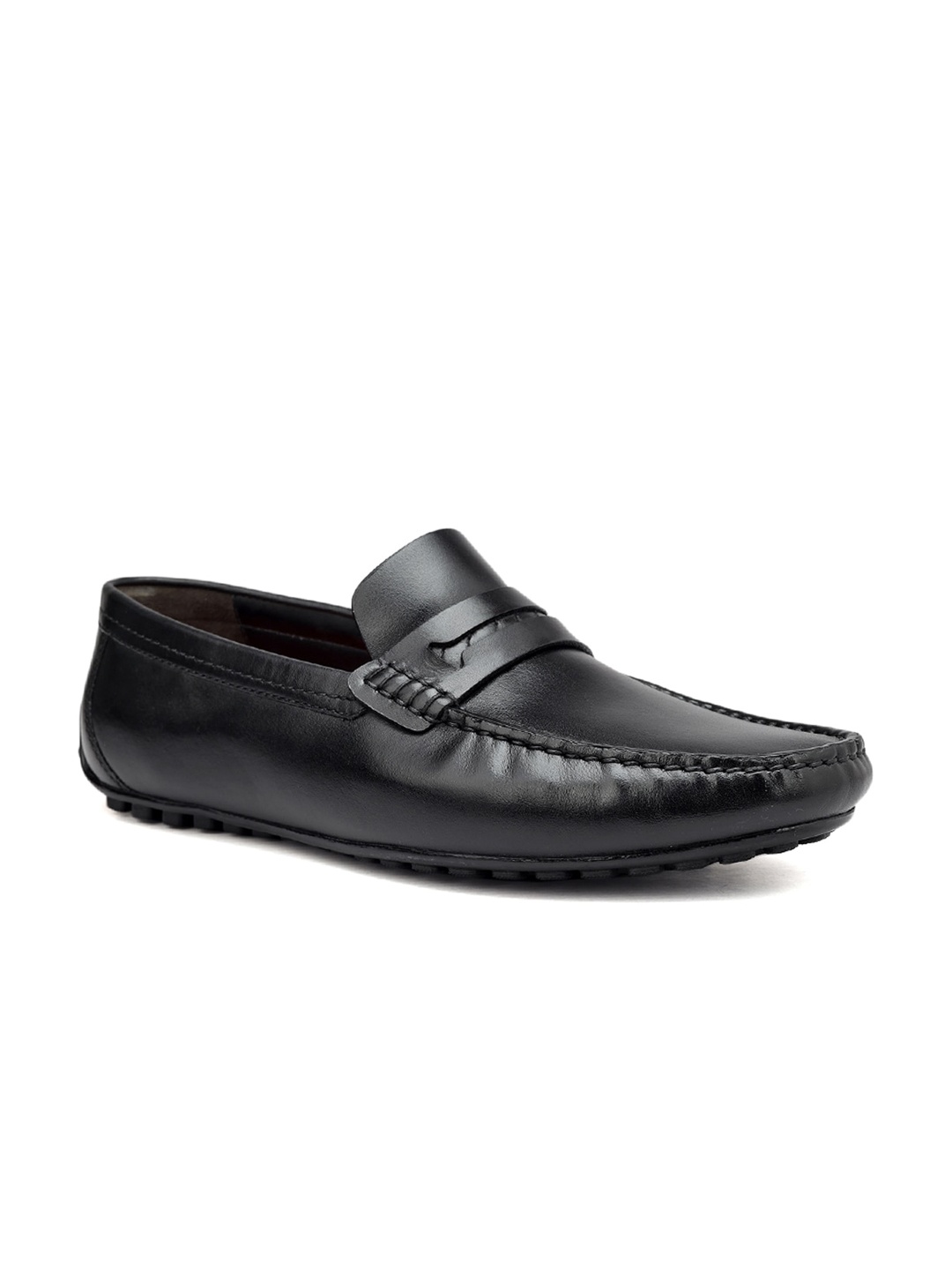 

ROSSO BRUNELLO Men Leather Slip-On Formal Loafers, Black