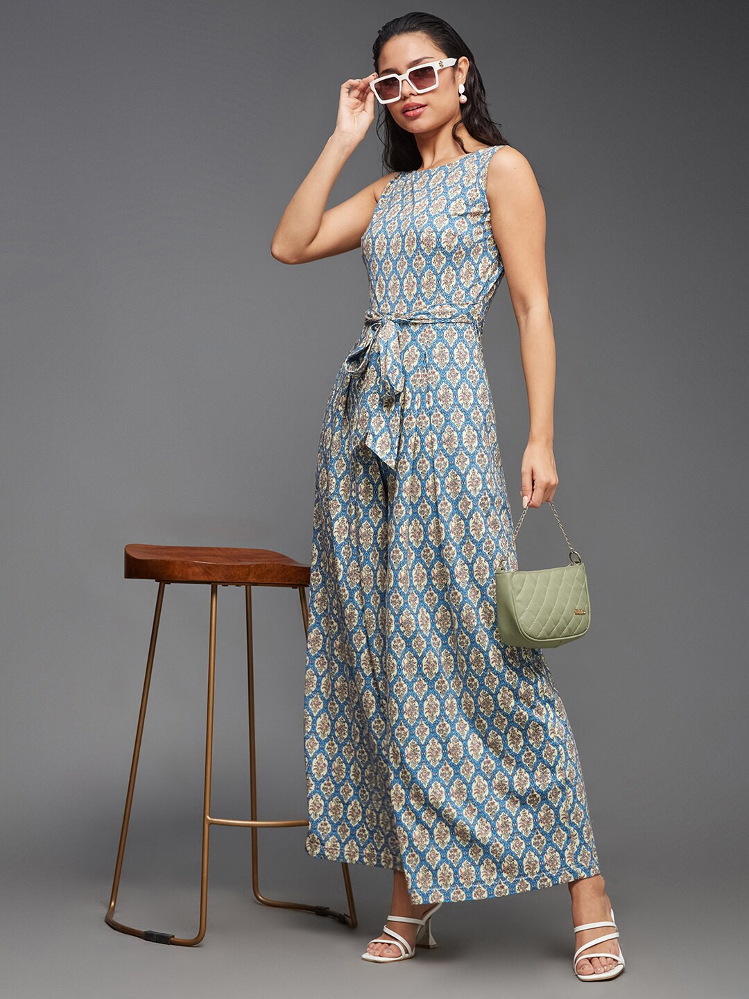 

DressBerry Printed Pure Cotton Basic Jumpsuit, Off white