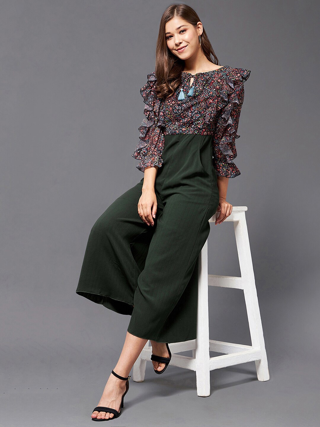 

DressBerry Green ethnic Motifs Printed Basic Jumpsuit