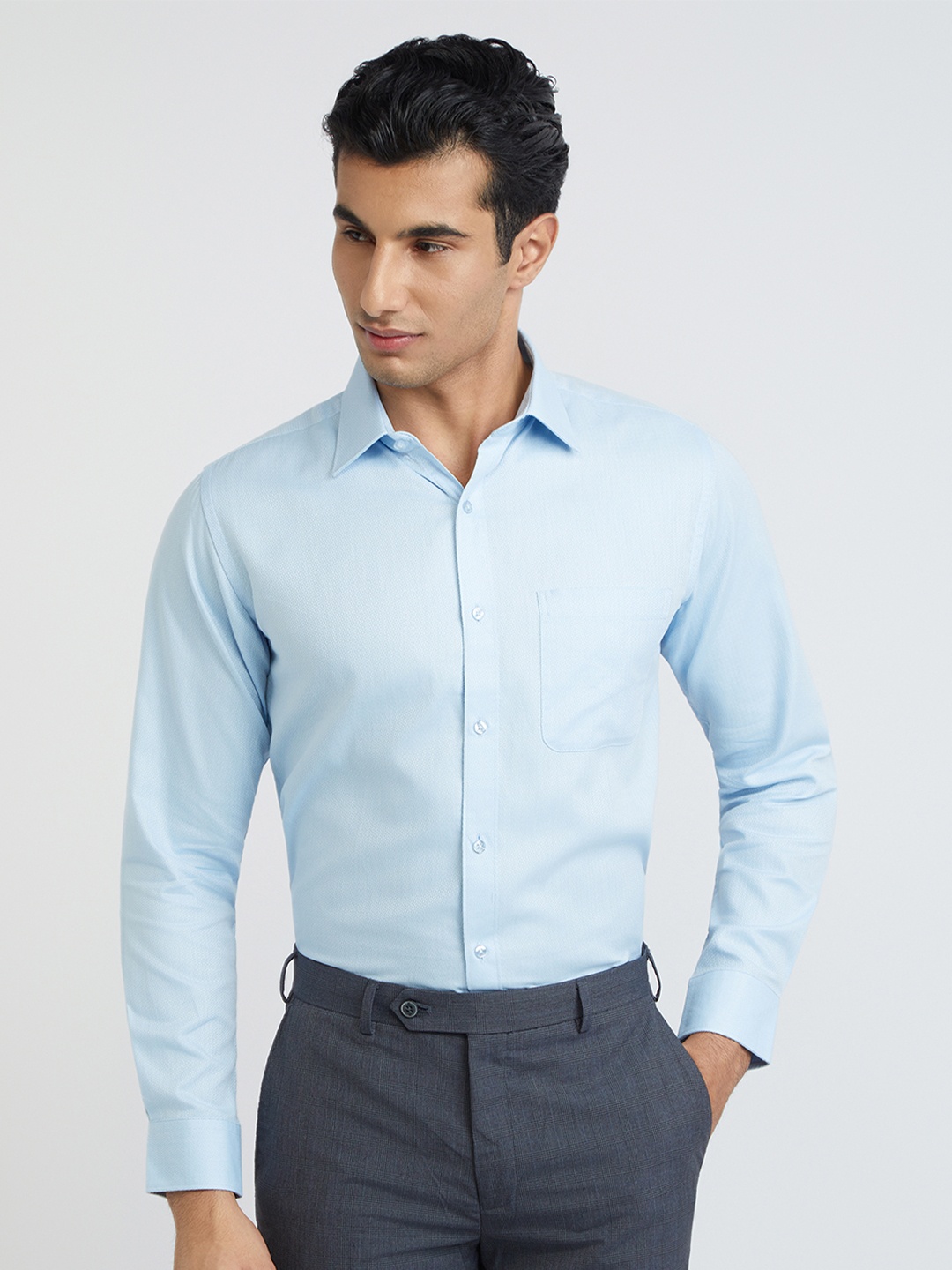 

Raymond Men Slim Fit Pure Cotton Formal Shirt, Blue