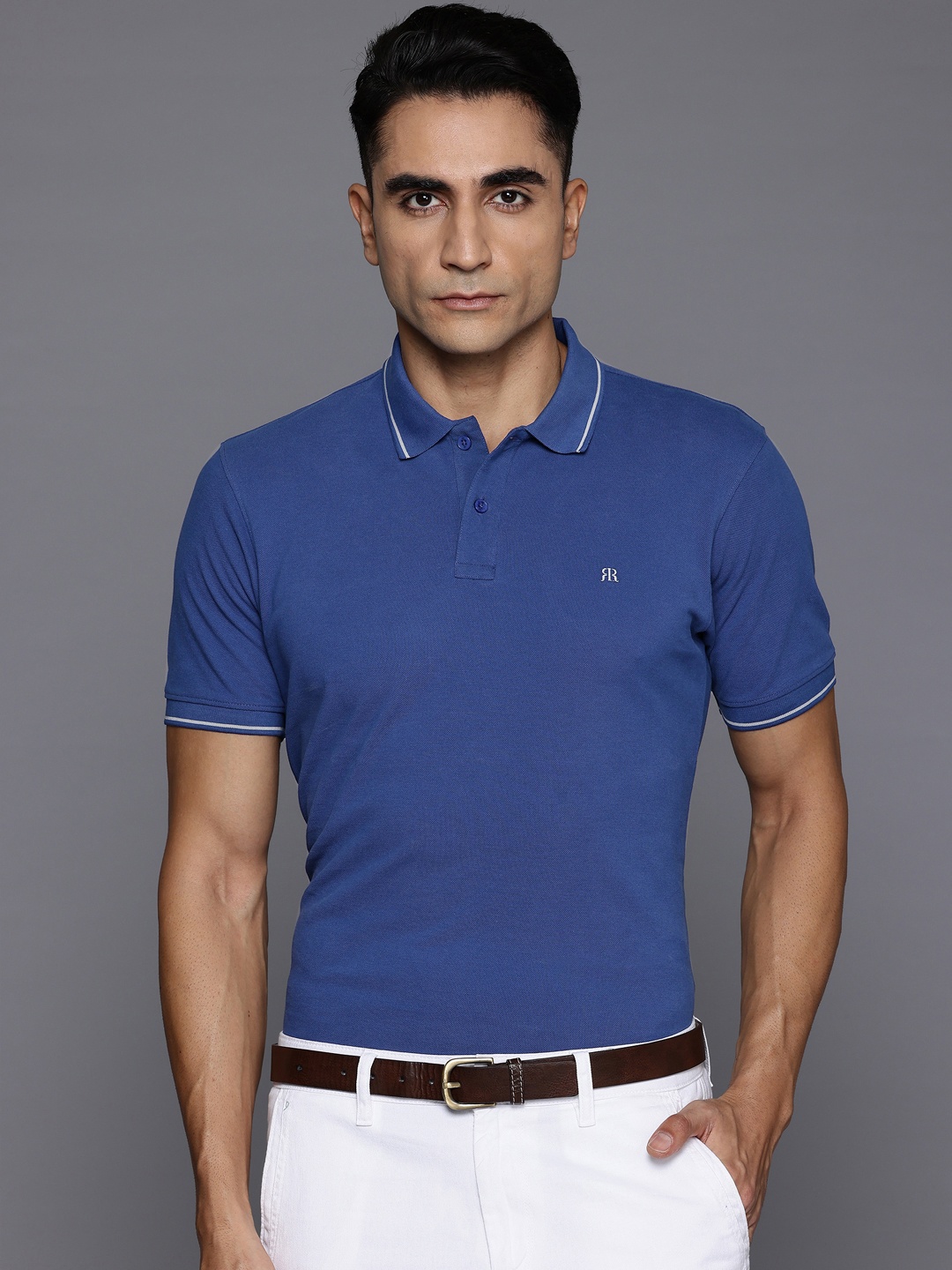 

Raymond Modern Fit Pure Cotton Polo Collar T-shirt, Blue