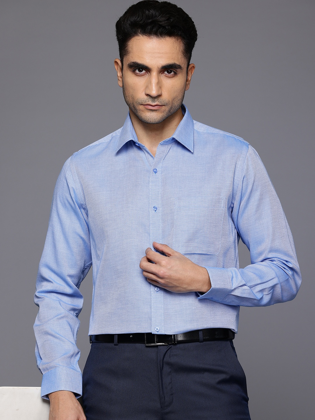 

Raymond Pure Cotton Slim Fit Formal Shirt, Blue