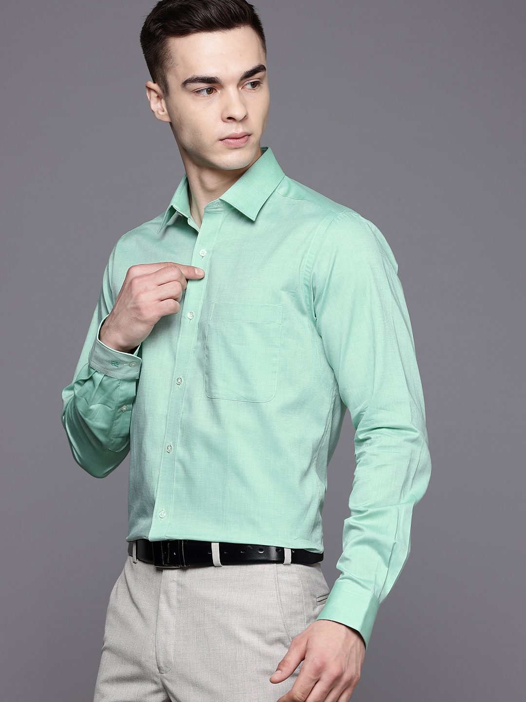 

Raymond Pure Cotton Slim Fit Formal Shirt, Green