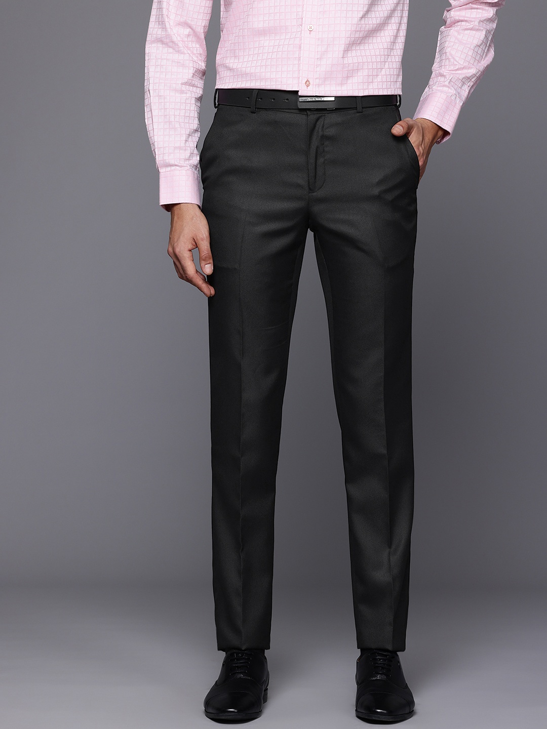 

Raymond Men Slim Fit Formal Trousers, Black