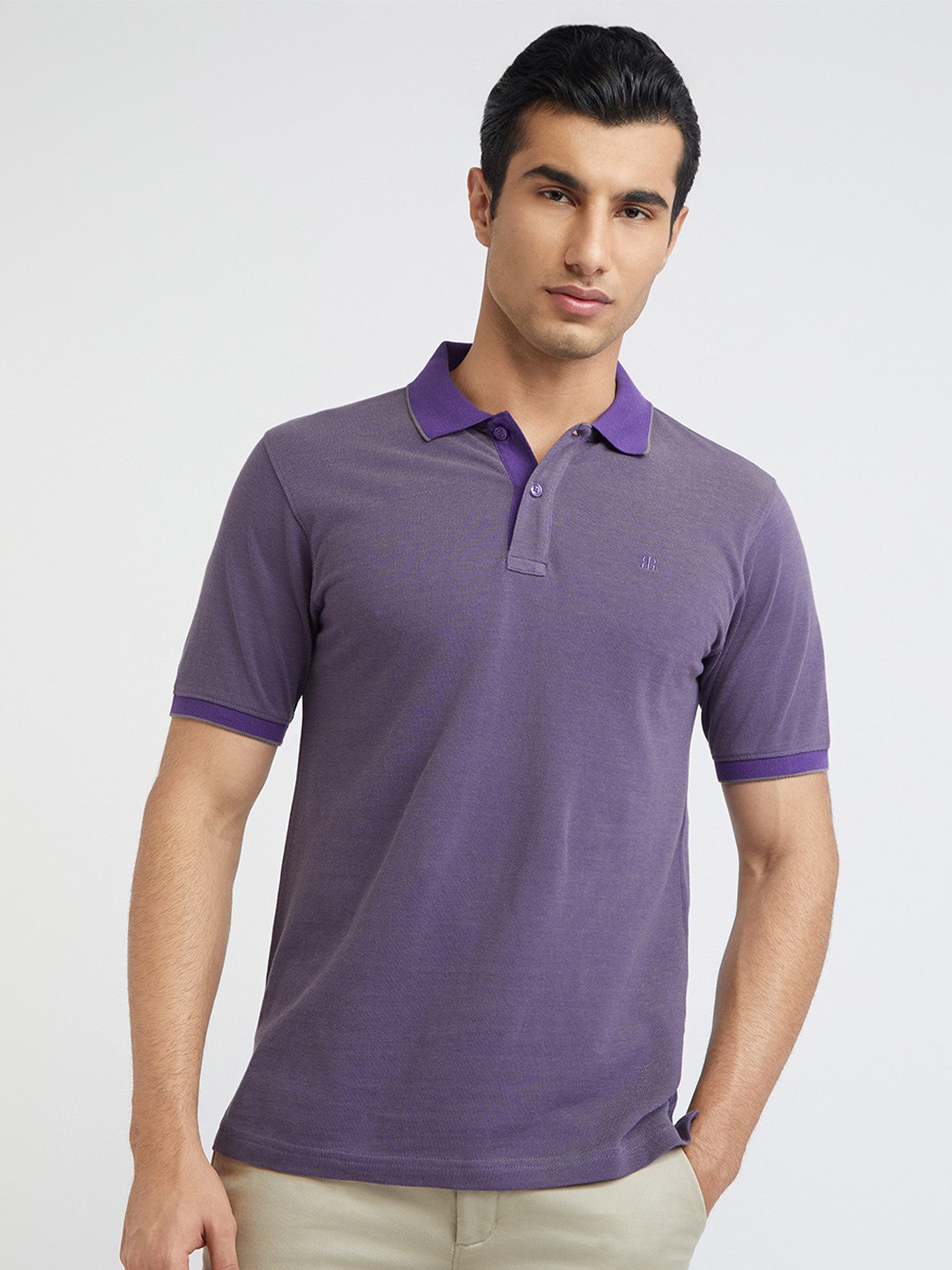 

Raymond Modern Fit Pure Cotton Polo Collar T-shirt, Violet