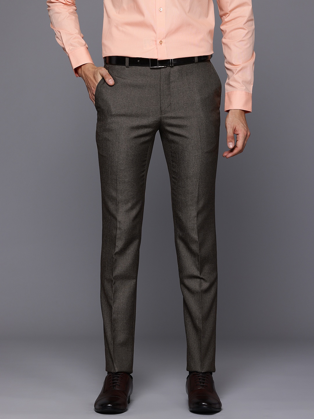 

Raymond Men Slim Fit Formal Trousers, Brown
