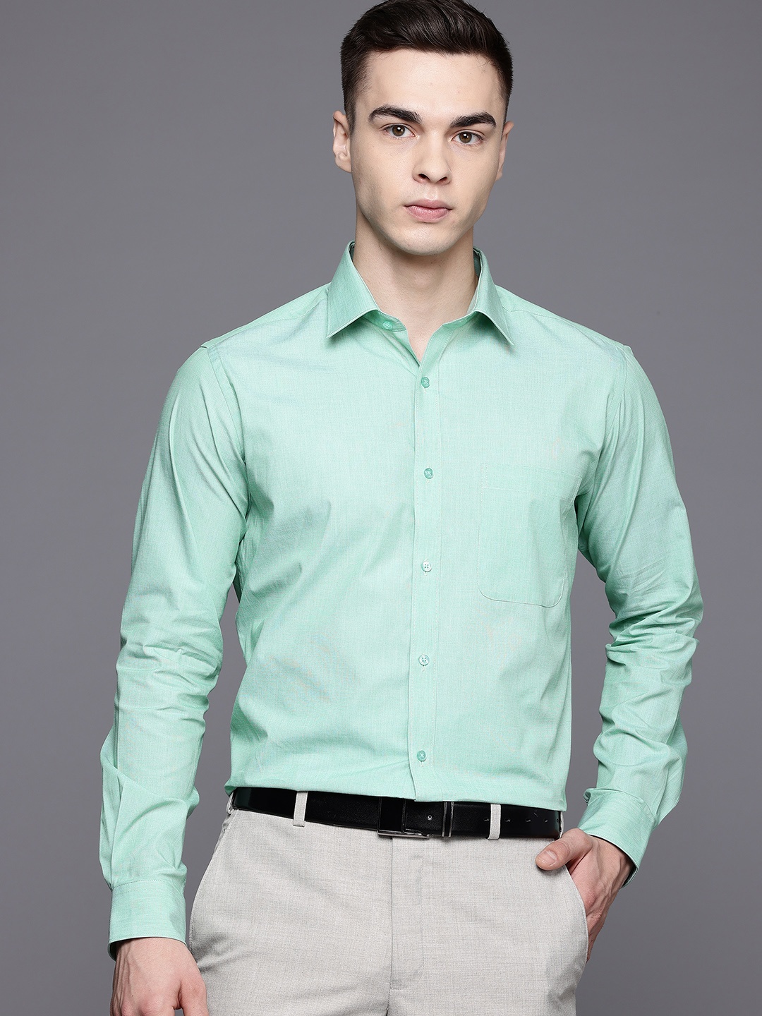 

Raymond Pure Cotton Slim Fit Formal Shirt, Green