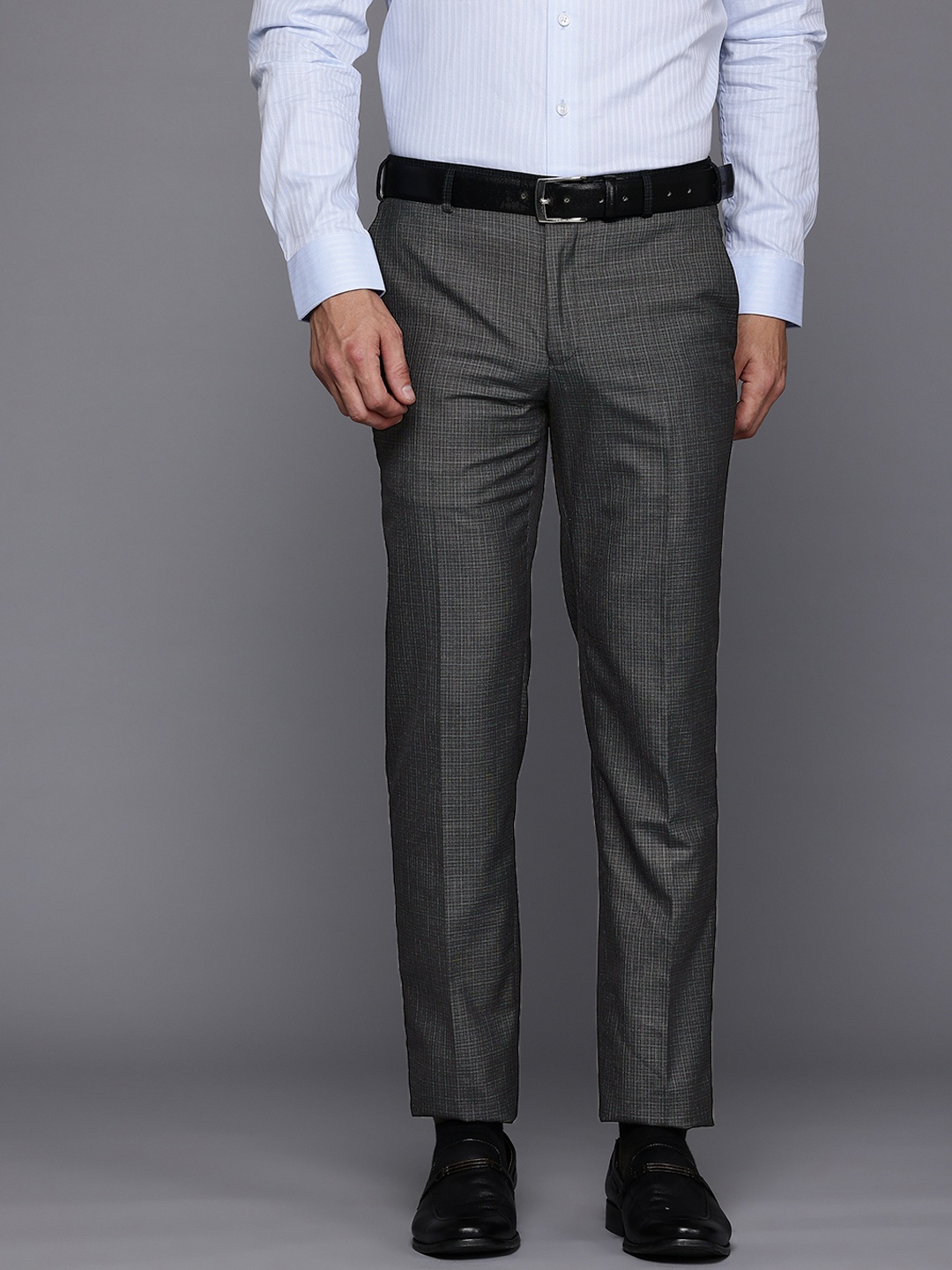 

Raymond Men Checked Slim Fit Trousers, Brown