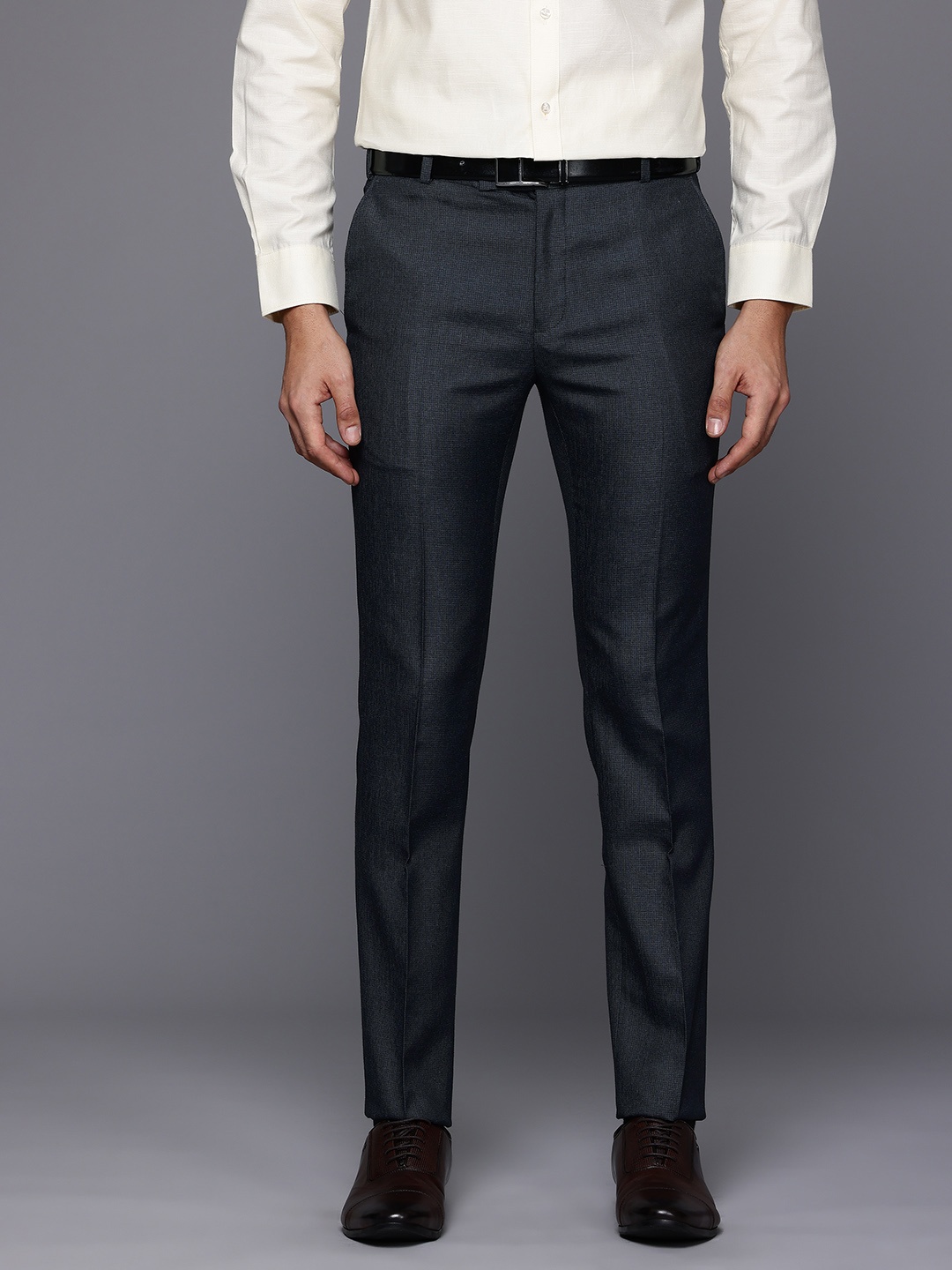 

Raymond Men Slim Fit Formal Trousers, Navy blue