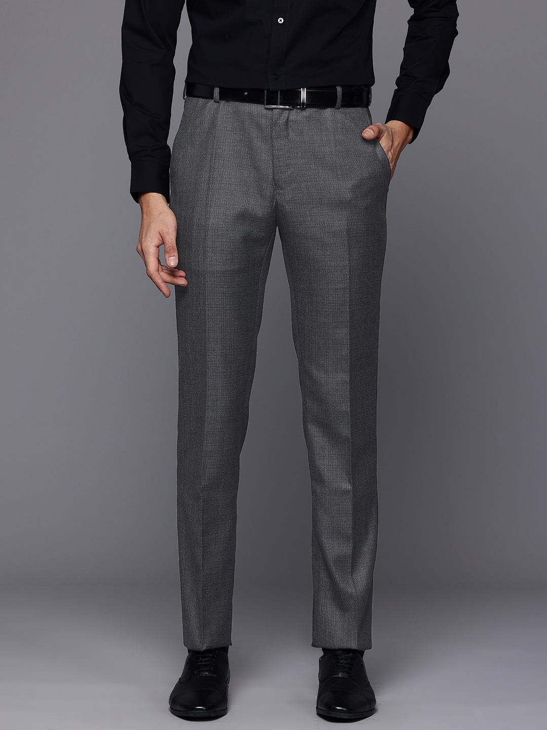 

Raymond Men Slim Fit Formal Trousers, Charcoal