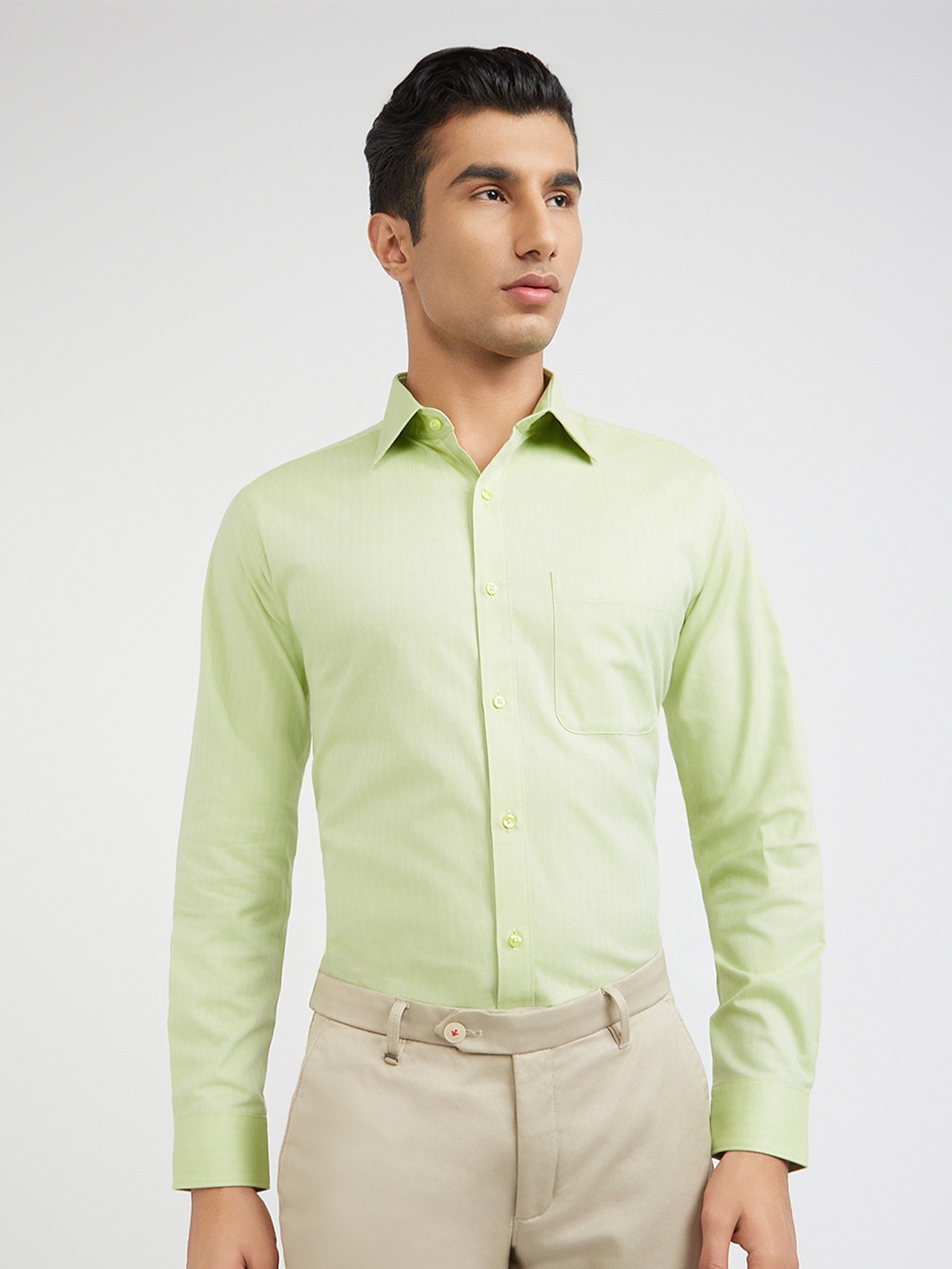 

Raymond Pure Cotton Slim Fit Formal Shirt, Green