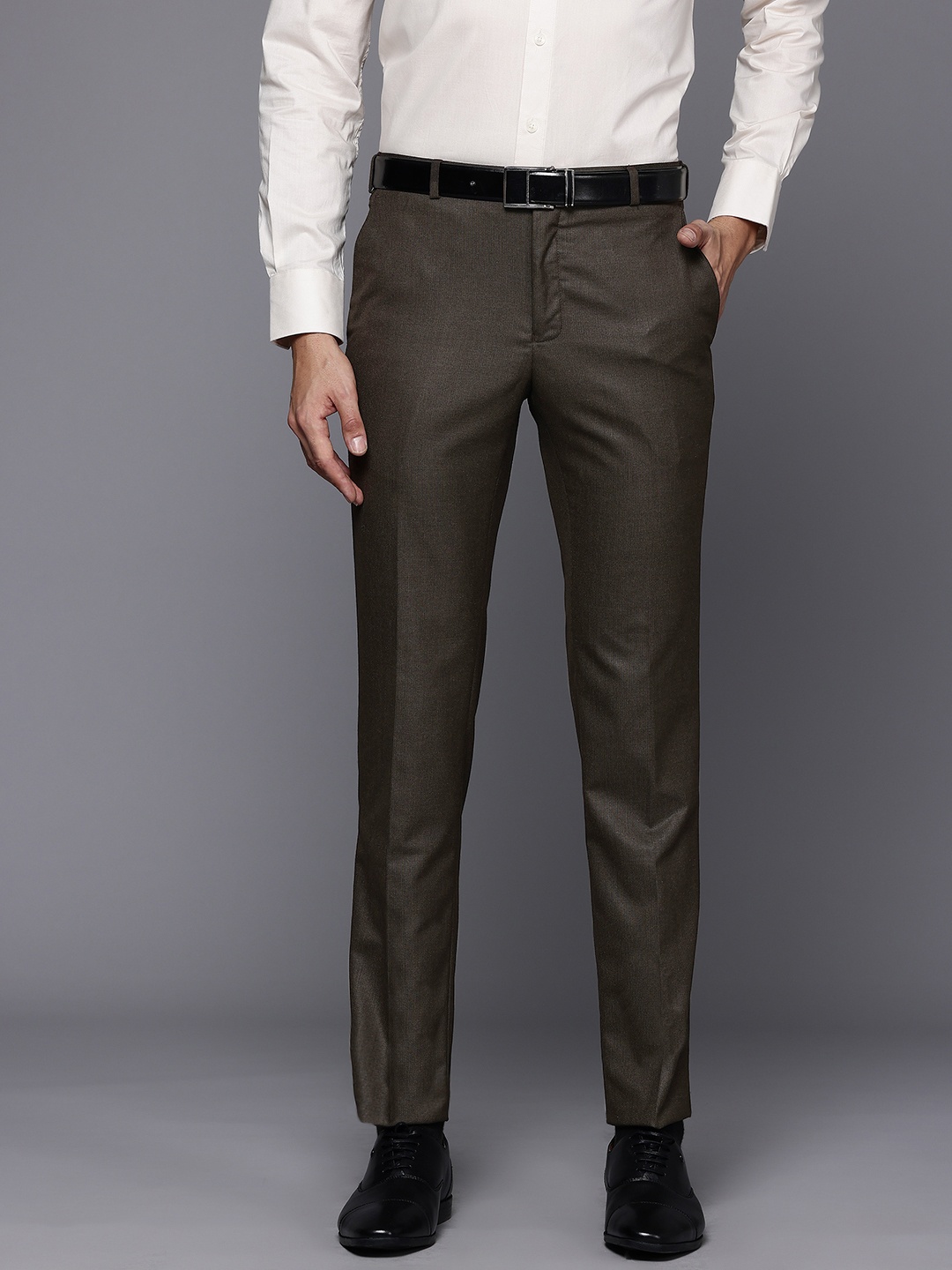 

Raymond Men Slim Fit Formal Trousers, Brown