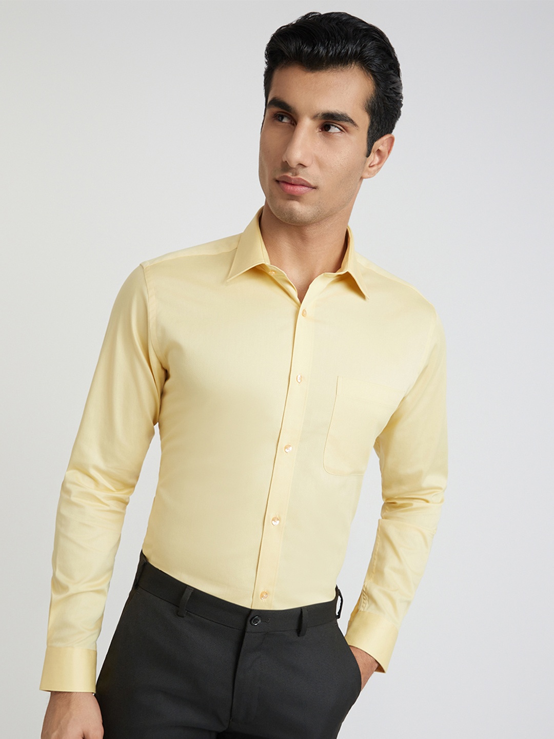 

Raymond Pure Cotton Slim Fit Formal Shirt, Yellow