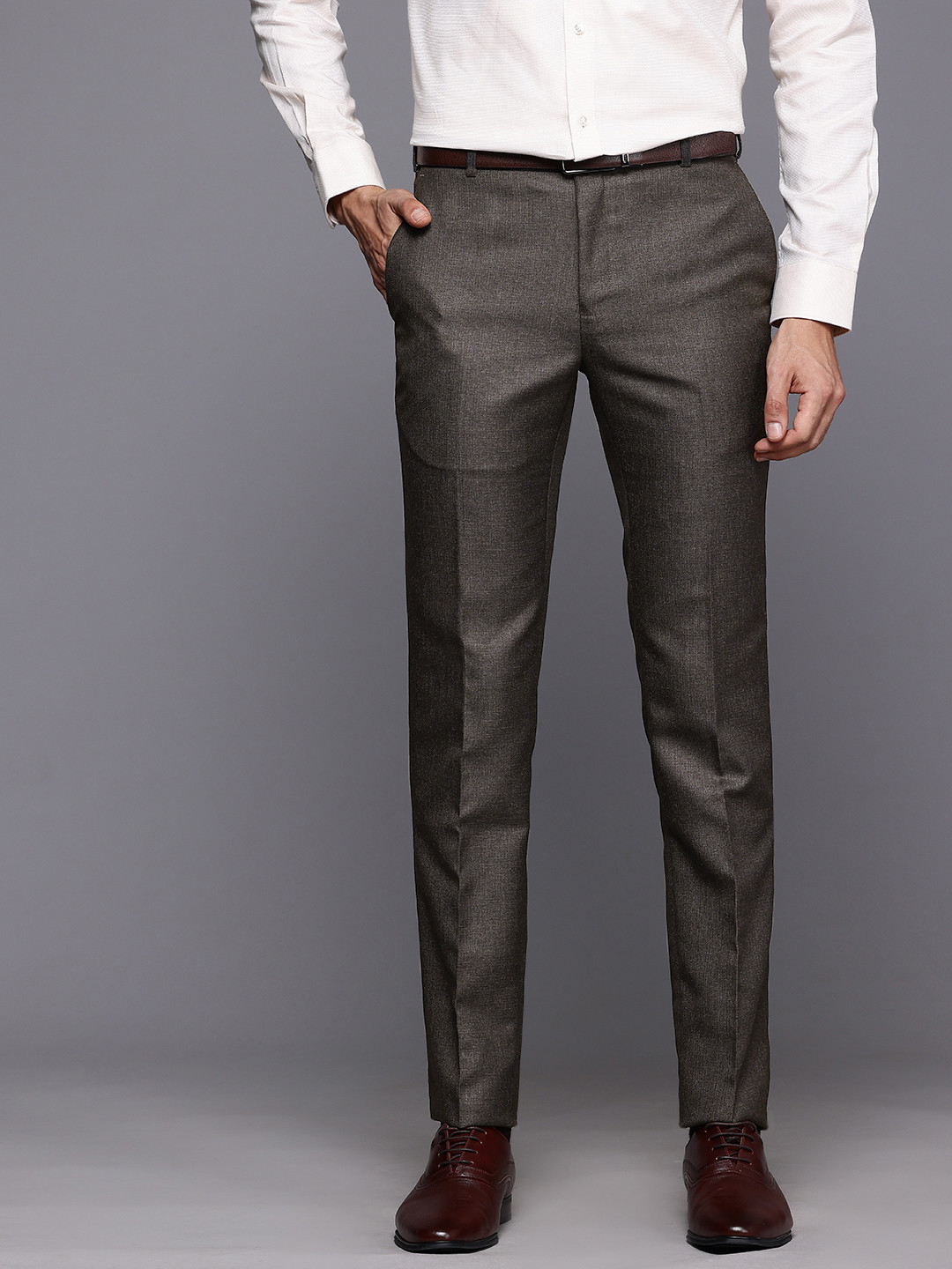 

Raymond Men Slim Fit Trousers, Brown