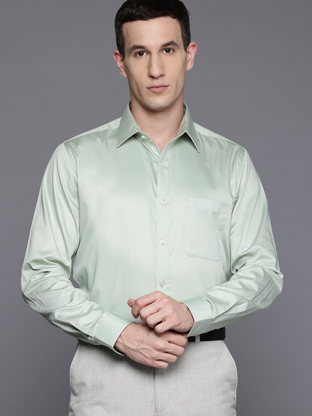 

Raymond Slim Fit Opaque Formal Shirt, Green