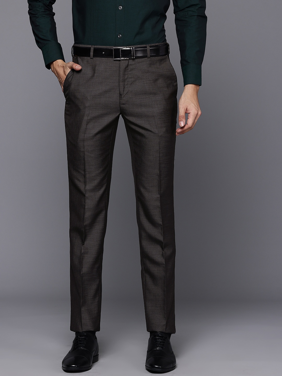 

Raymond Men Slim Fit Formal Trousers, Brown