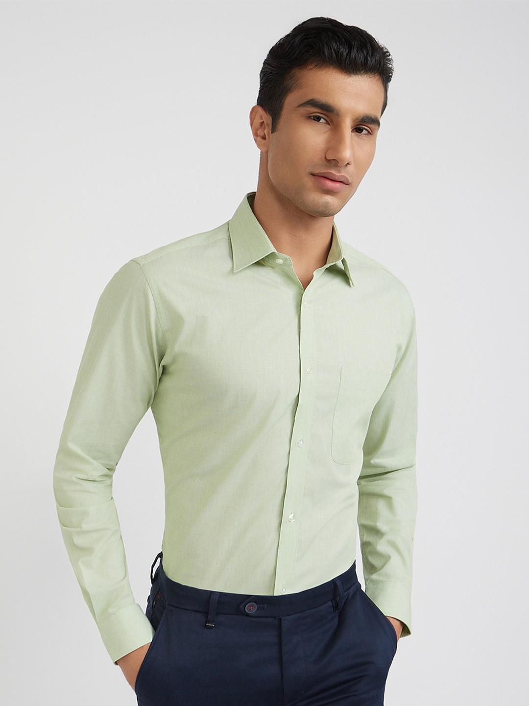 

Raymond Pure Cotton Slim Fit Formal Shirt, Green