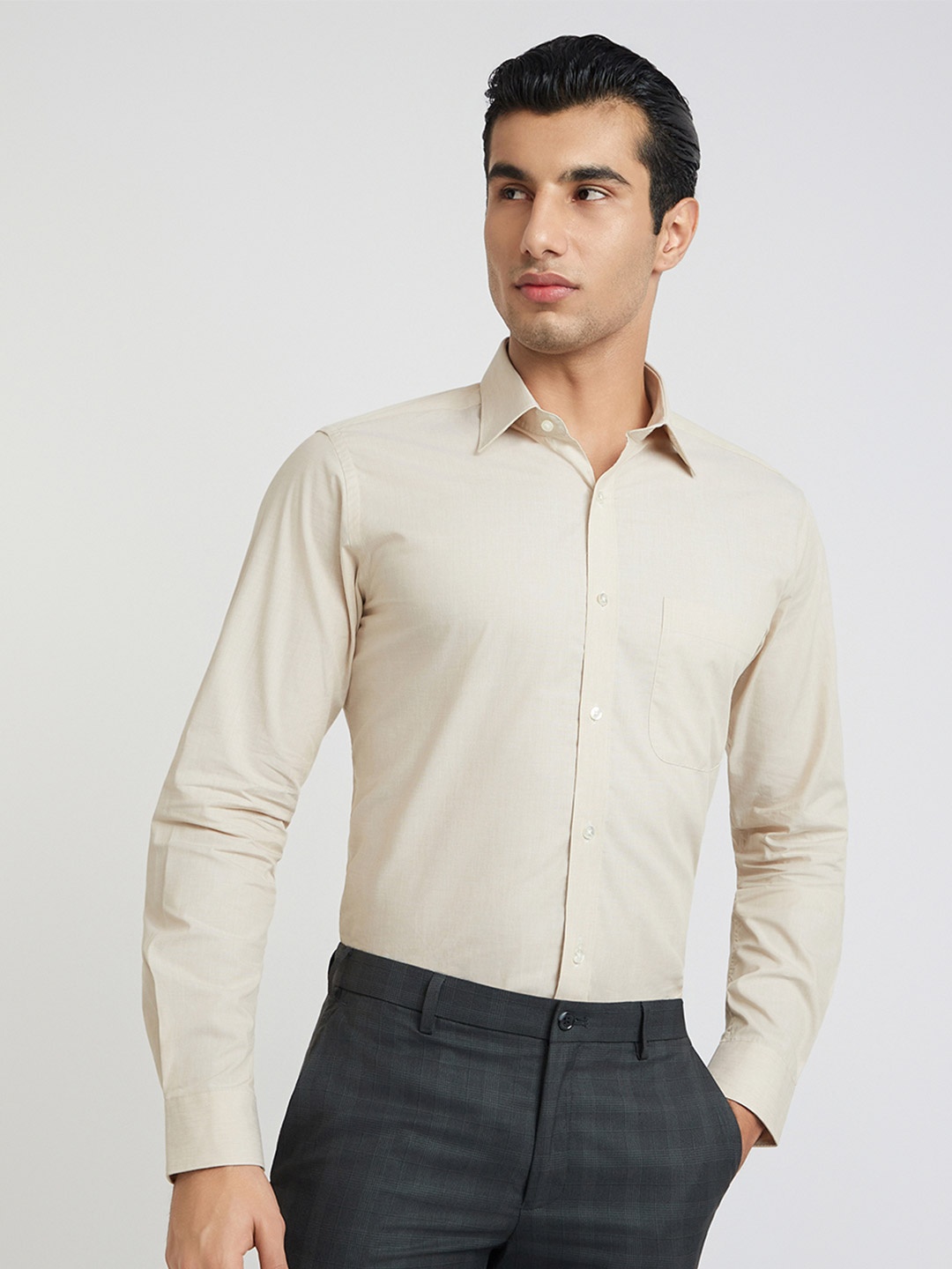 

Raymond Pure Cotton Slim Fit Formal Shirt, Beige