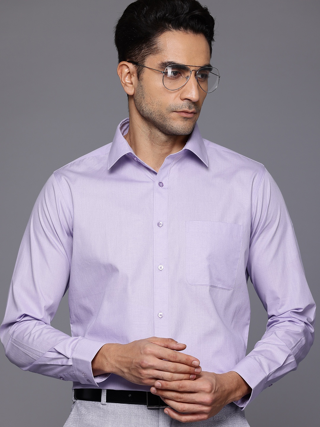 

Raymond Pure Cotton Slim Fit Opaque Formal Shirt, Lavender