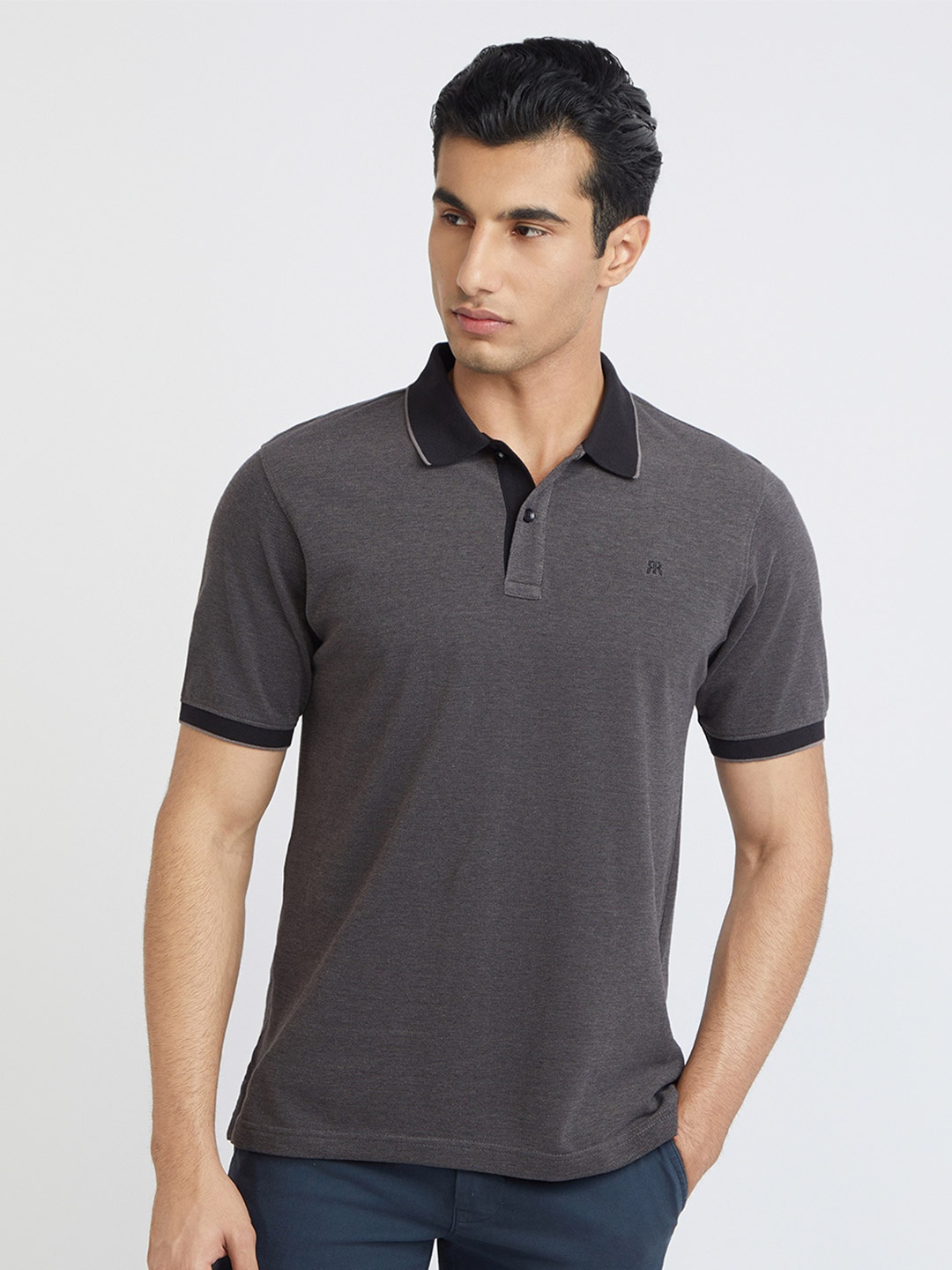 

Raymond Modern Fit Pure Cotton Polo Collar T-shirt, Charcoal