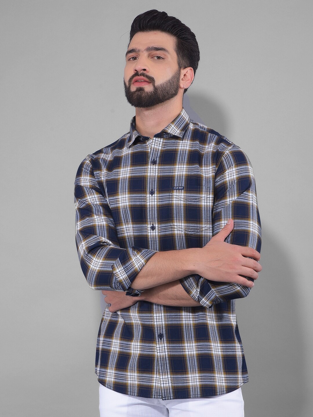 

Canary London Smart Slim Fit Tartan Checked Cotton Casual Shirt, Mustard