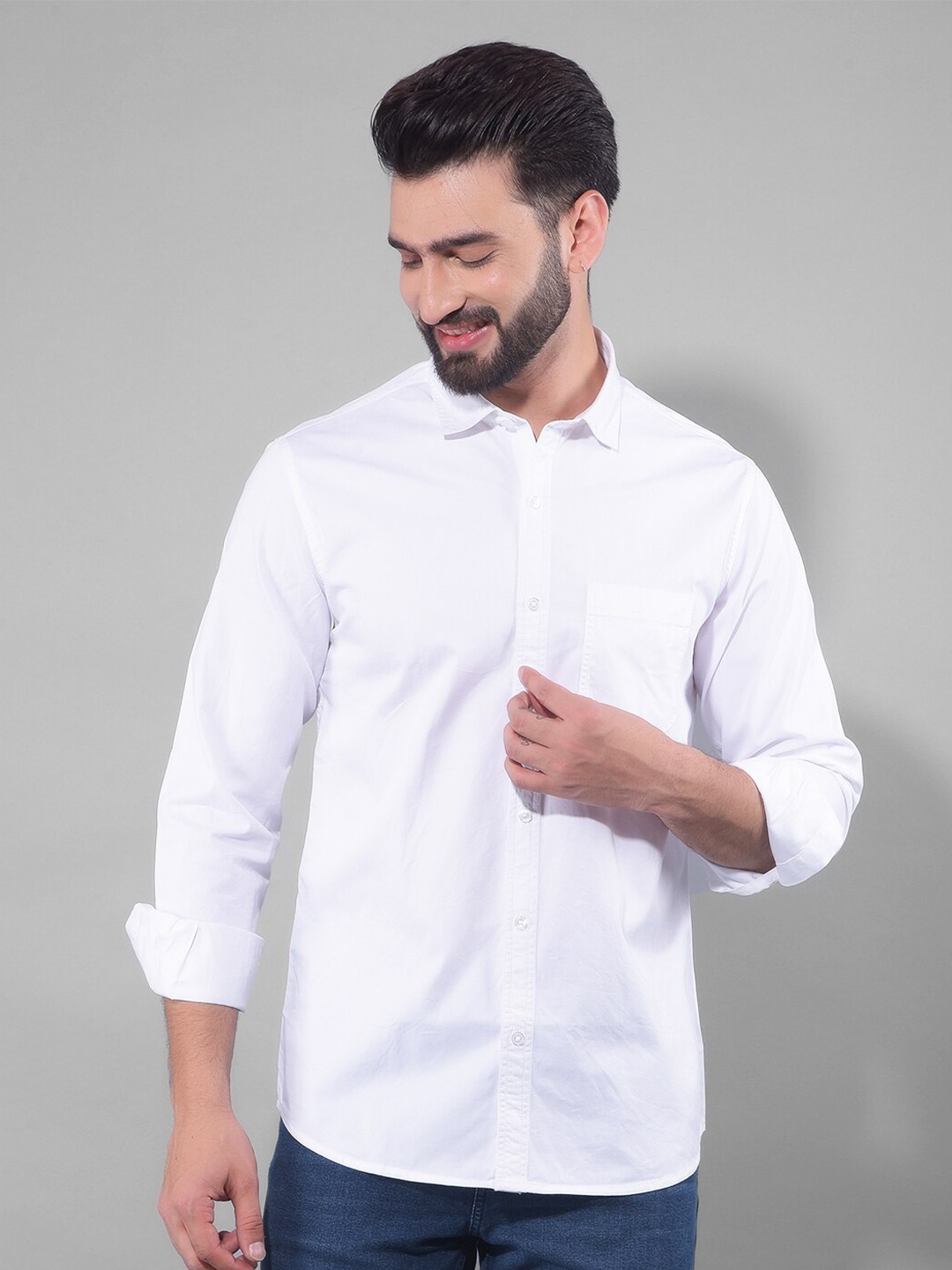 

Canary London Smart Slim Fit Spread Collar Cotton Casual Shirt, White