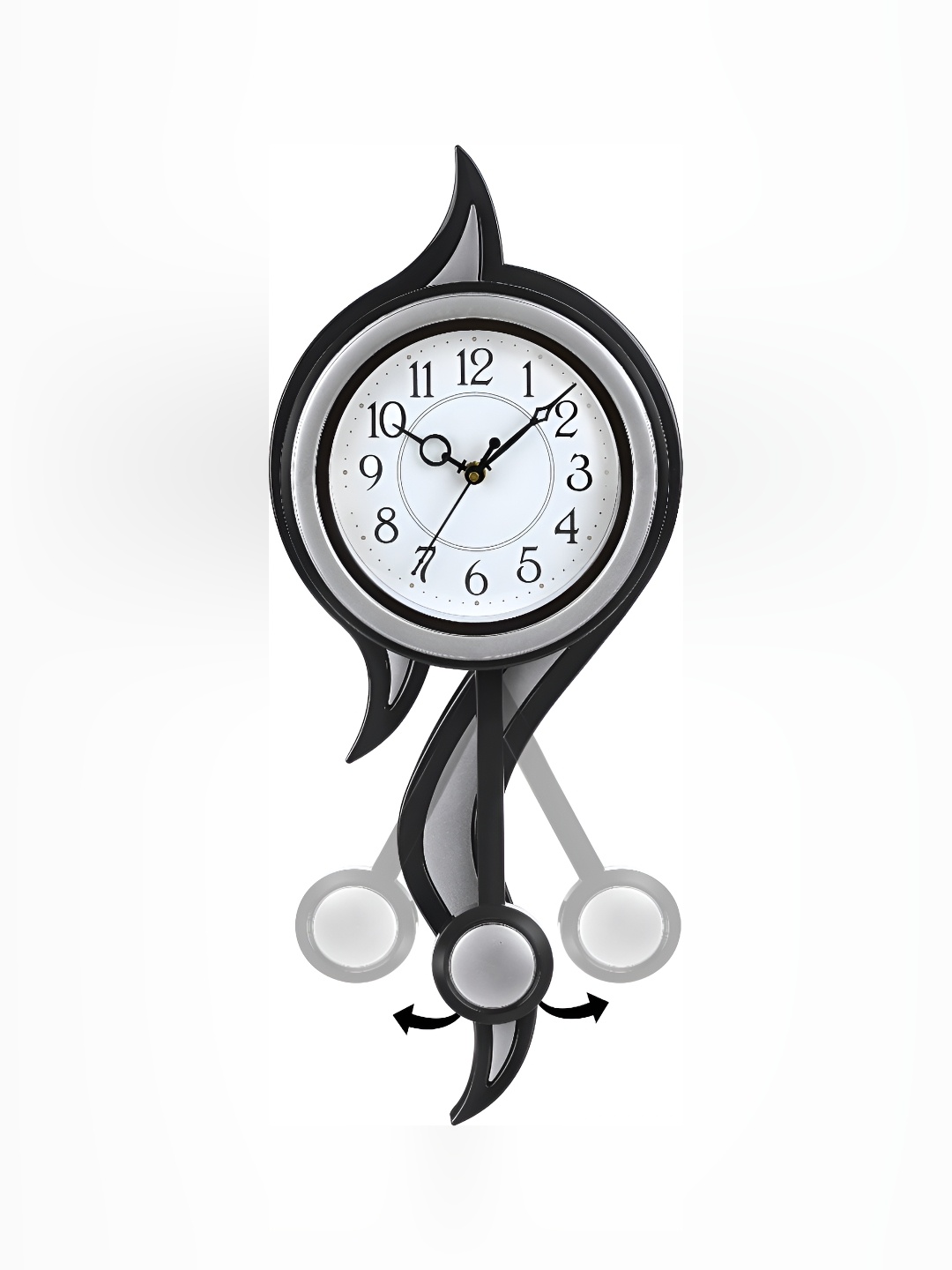 

Attractionz Silver-Toned & White Analogue Round Wall Clock