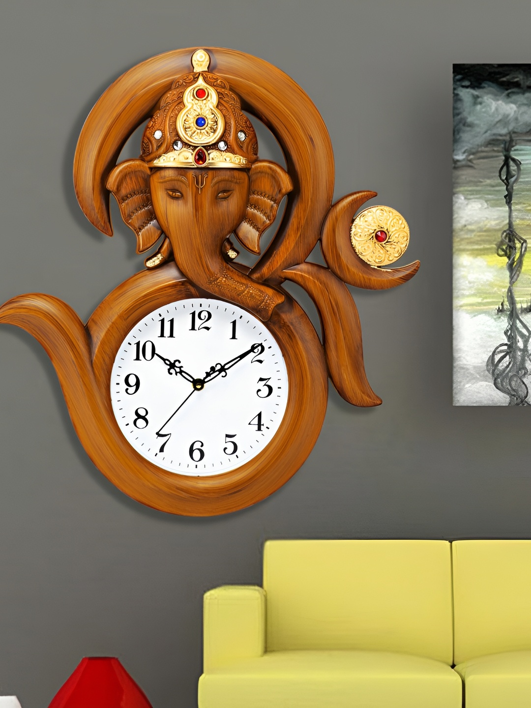 

Attractionz Brown & White Analogue Round Wall Clock