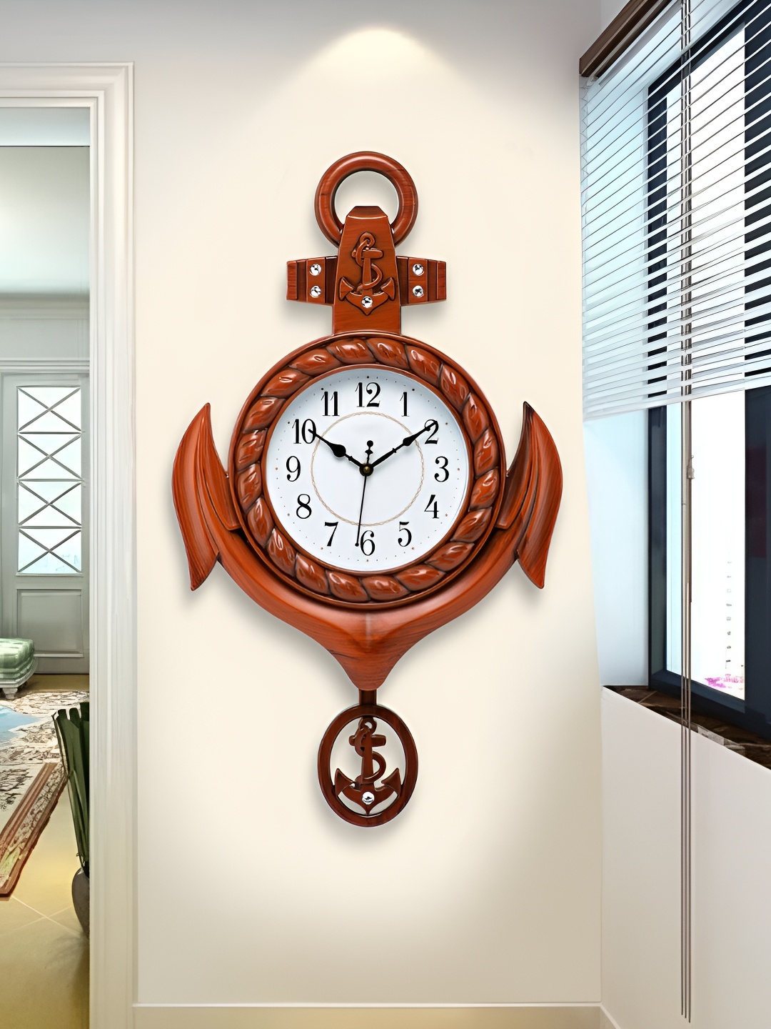 

Attractionz Brown & White Analogue Round Wall Clock