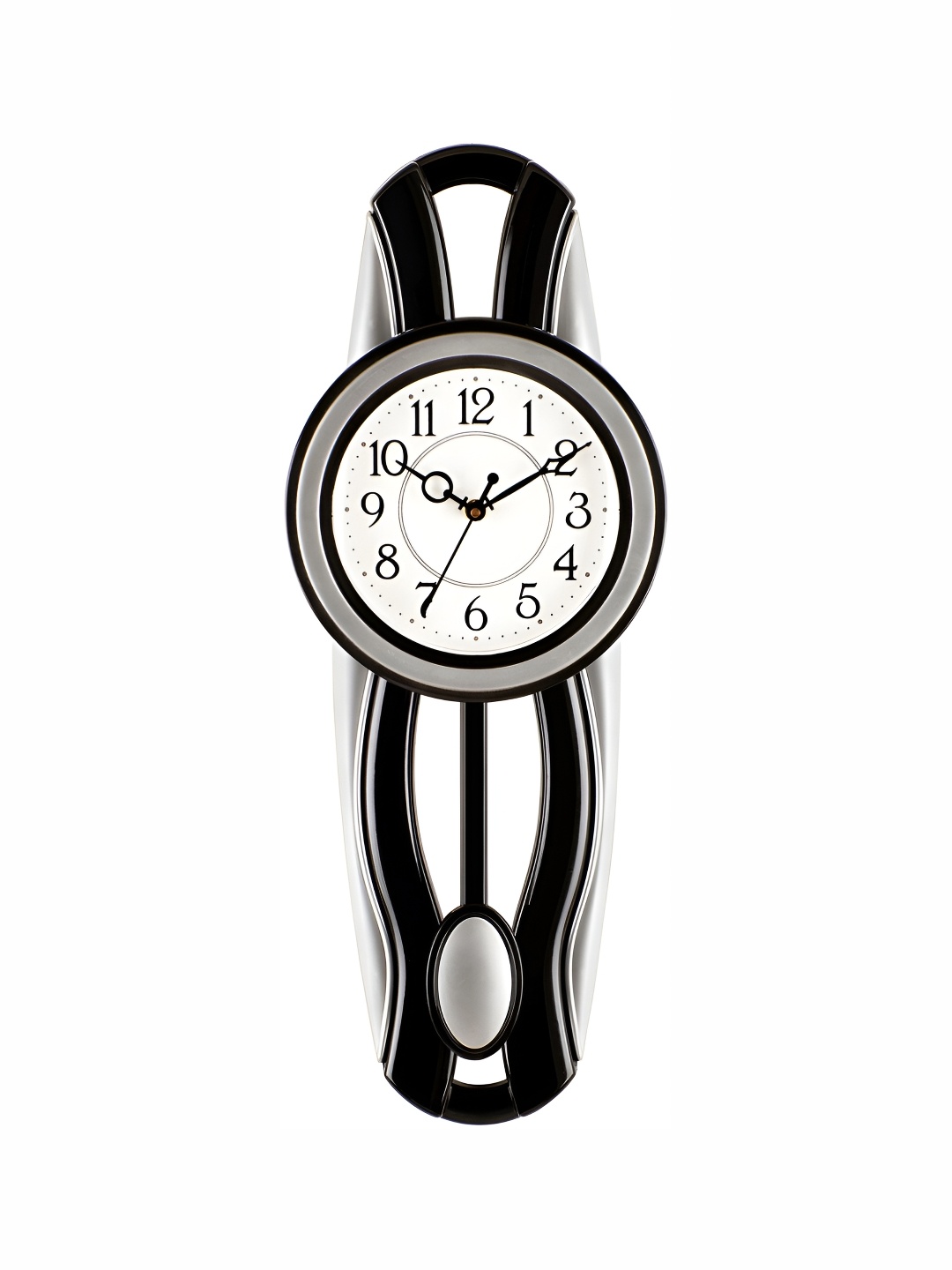 

Attractionz Silver-Toned Contemporary Round Shaped Pendulum Wall Clock