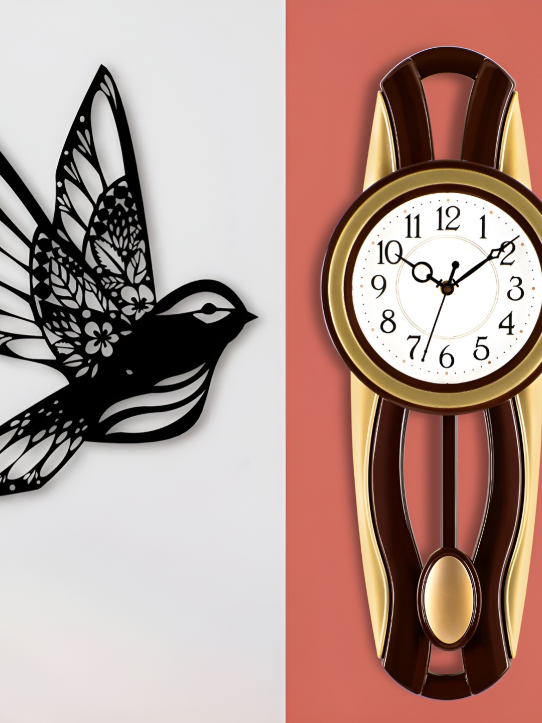 

Attractionz Gold-Toned Pendulum Analogue Round Wall Clock