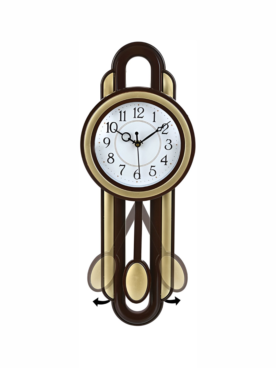 

Attractionz Gold-Toned & White Round Textured Analogue Pendulum Contemporary Wall Clock