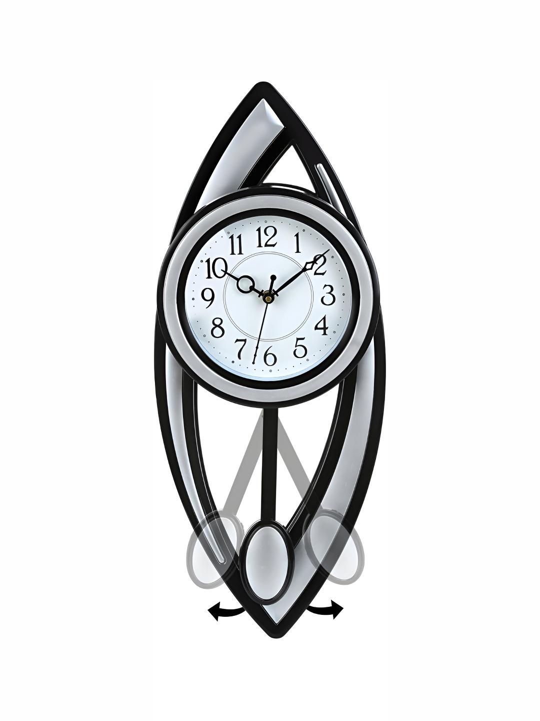 

Attractionz Silver-Toned & White Textured Contemporary Round Shaped Pendulum Wall Clock