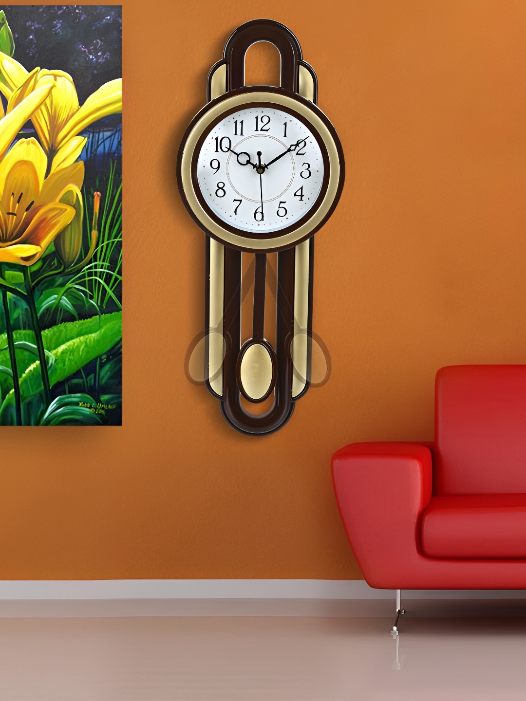 

Attractionz Gold-Toned Vintage Round Shaped Wall Clock