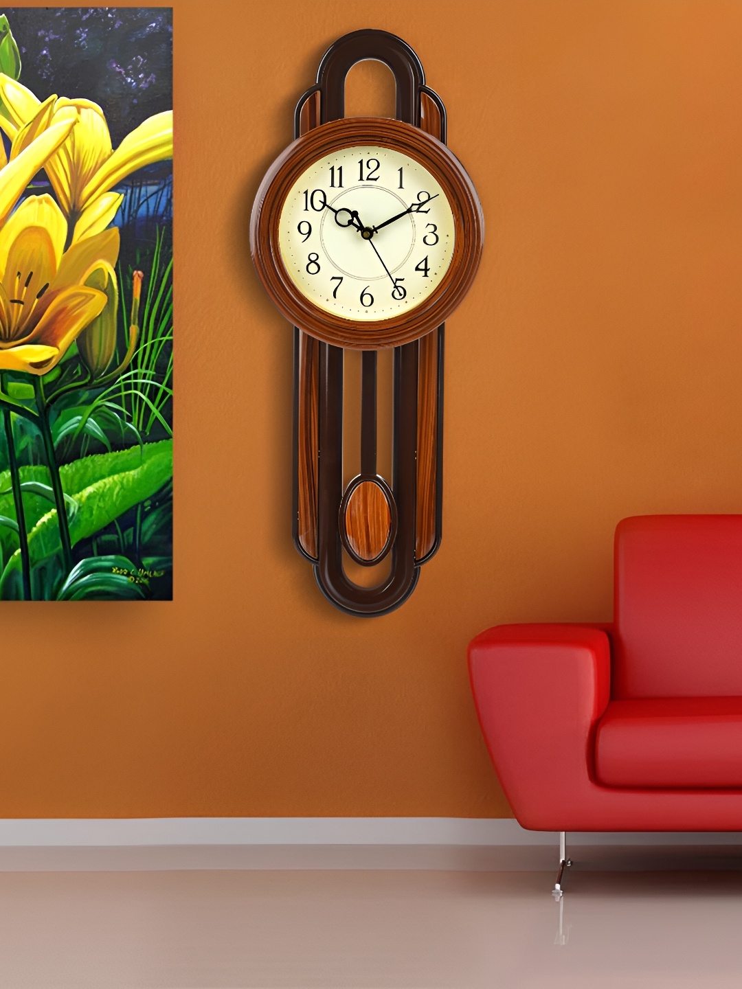 

Attractionz Brown Pendulum Analogue Round Wall Clock