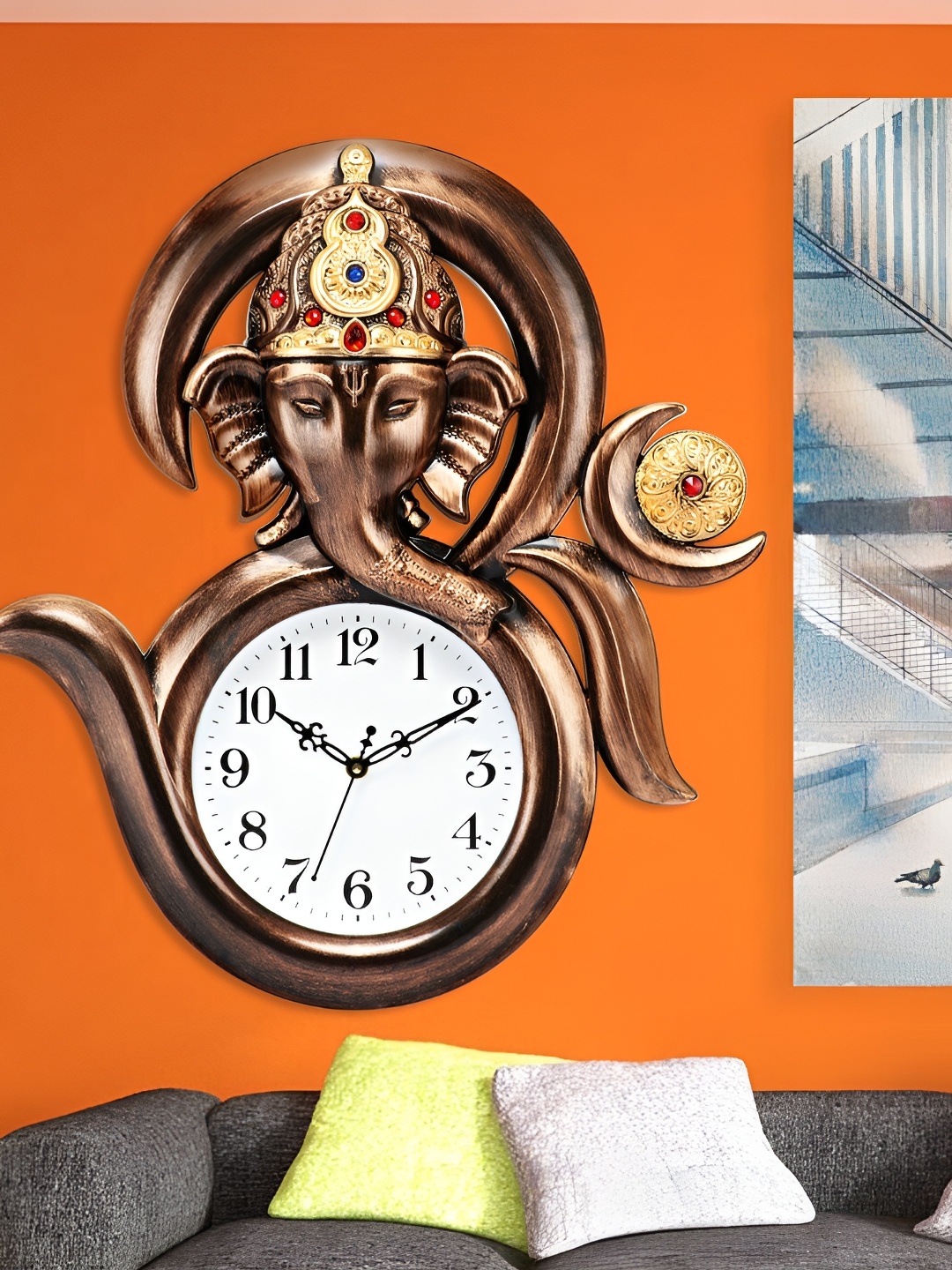 

Attractionz Gold toned & White Analogue Round Wall Clock