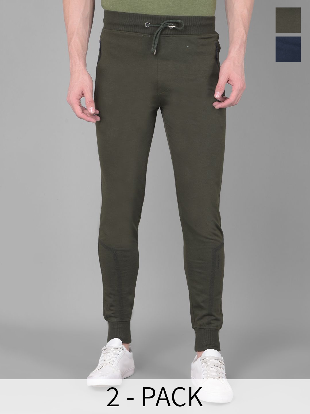 

Force NXT Men Pack Of 2 Dry Fit Cotton Slim Fit Joggers, Green