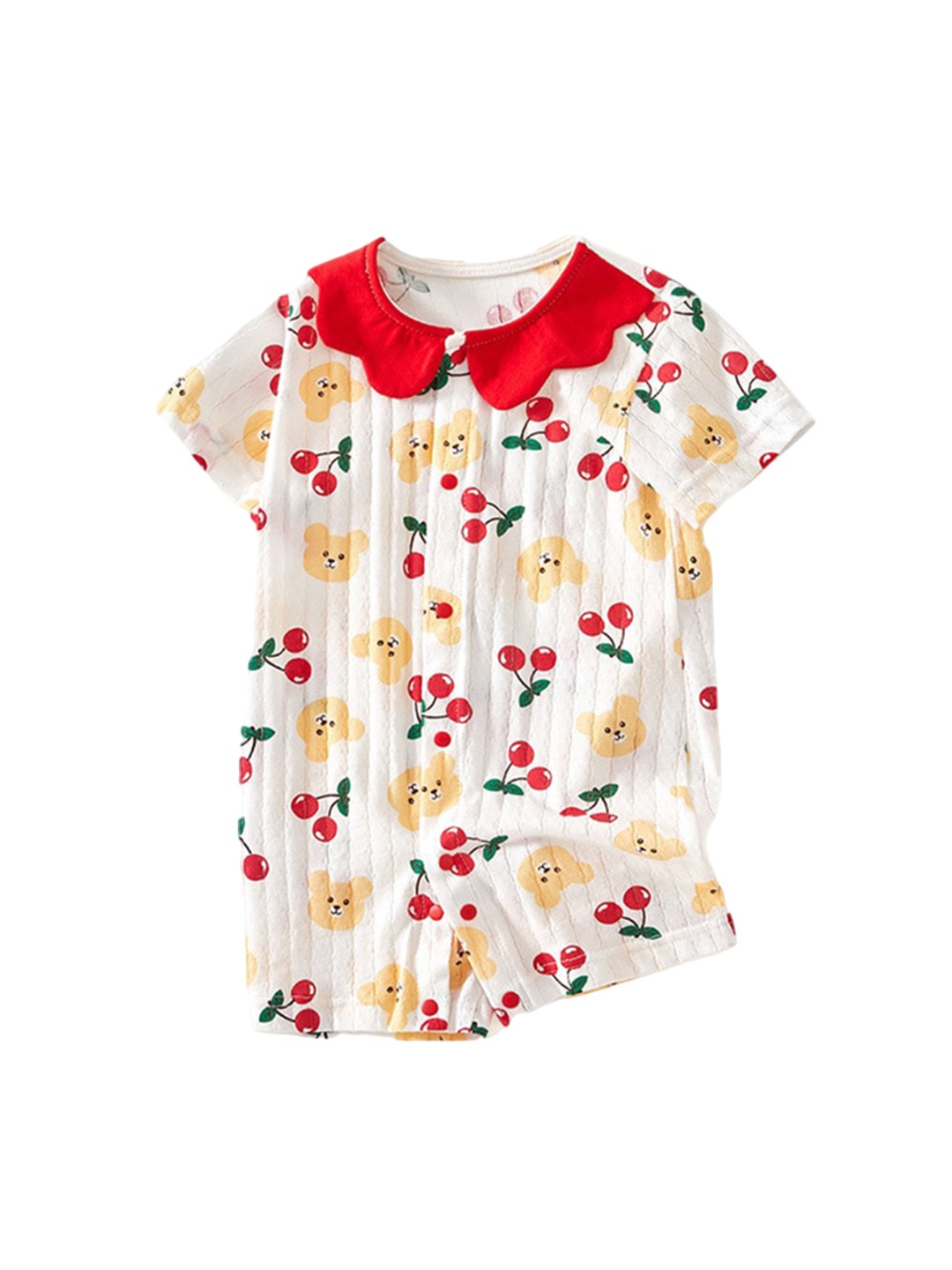 

StyleCast x Revolte Girls Graphic Printed Round Neck Cotton Rompers, Red
