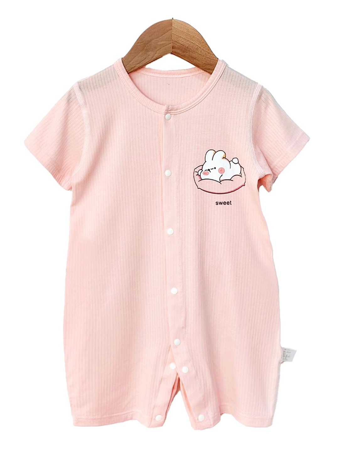 

StyleCast x Revolte Girls Graphic Printed Round Neck Cotton Rompers, Pink