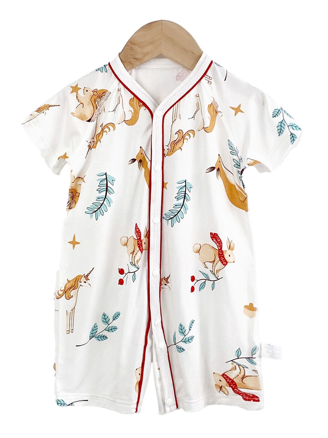 

StyleCast x Revolte Unisex Graphic Printed Round Neck Cotton Rompers, White
