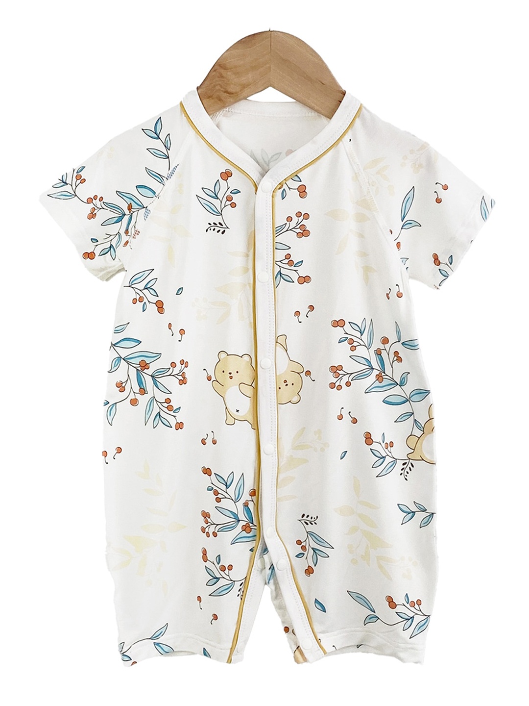

StyleCast x Revolte Unisex Graphic Printed Round Neck Cotton Rompers, White