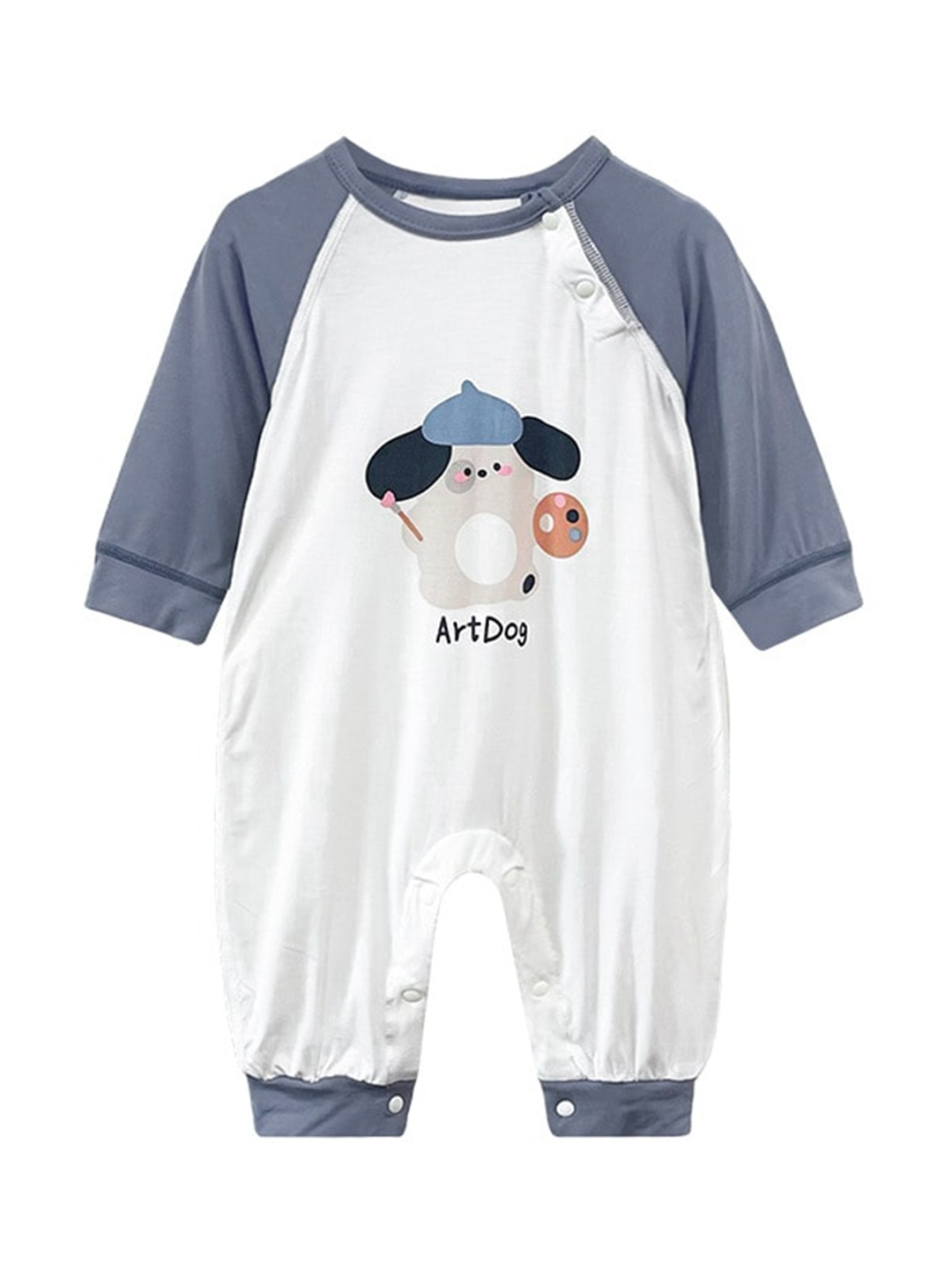 

StyleCast x Revolte Boys Graphic Printed Round Neck Cotton Rompers, Blue