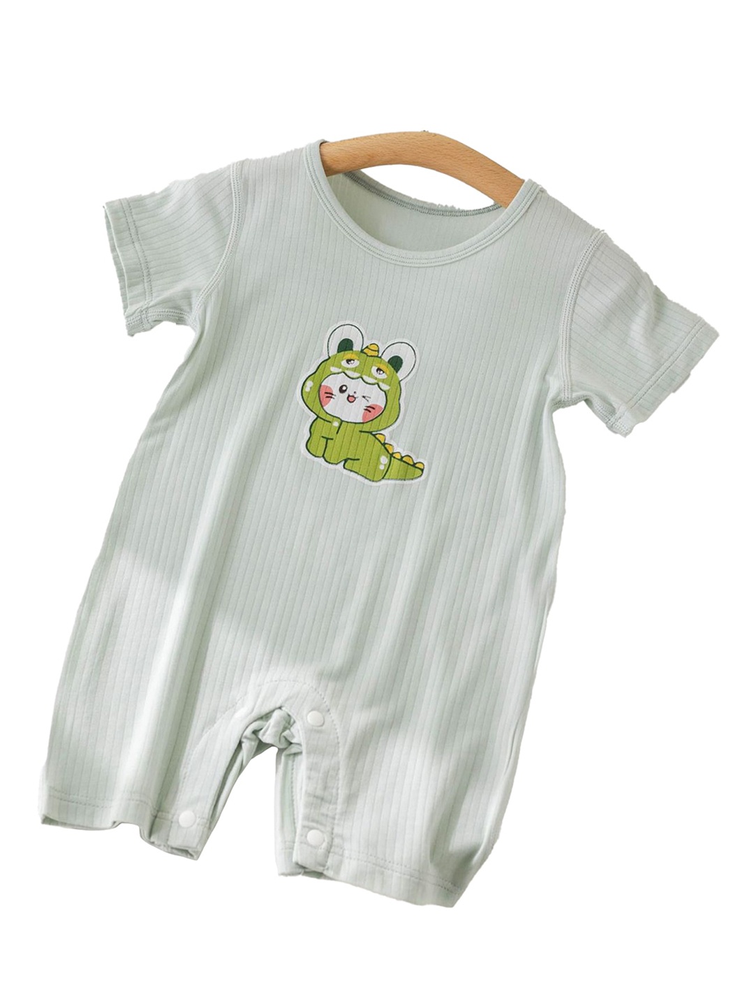 

StyleCast x Revolte Boys Graphic Printed Round Neck Cotton Rompers, Green