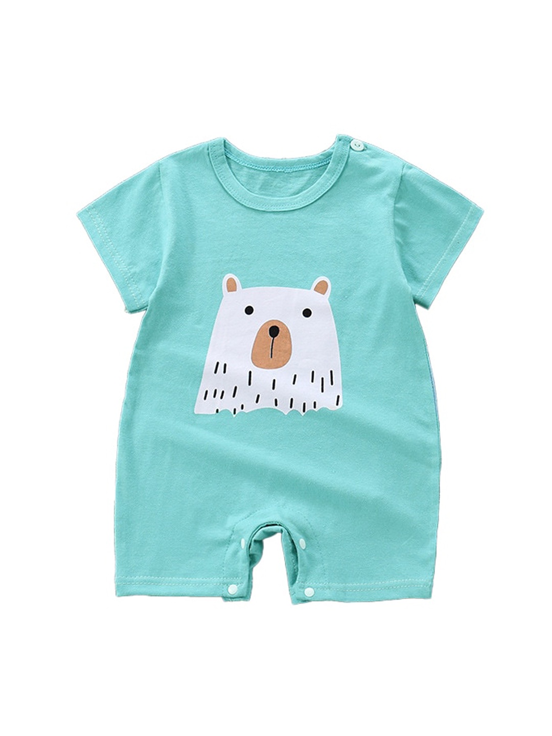 

StyleCast x Revolte Boys Graphic Printed Round Neck Cotton Rompers, Green