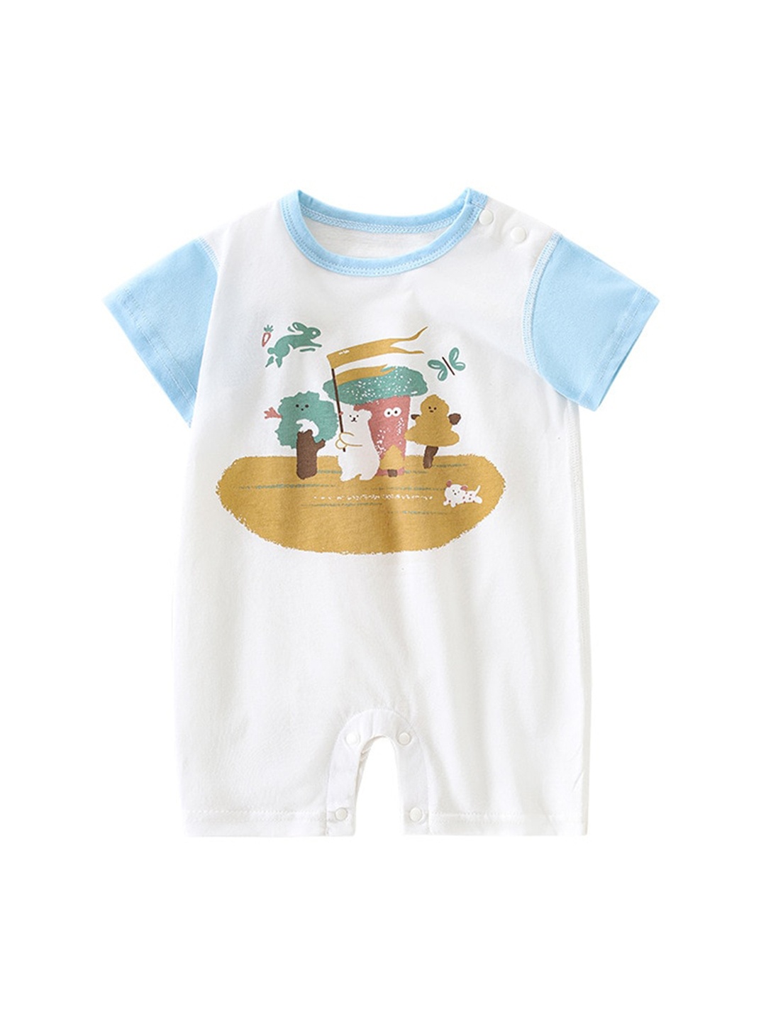 

StyleCast x Revolte Boys Graphic Printed Round Neck Cotton Rompers, Blue