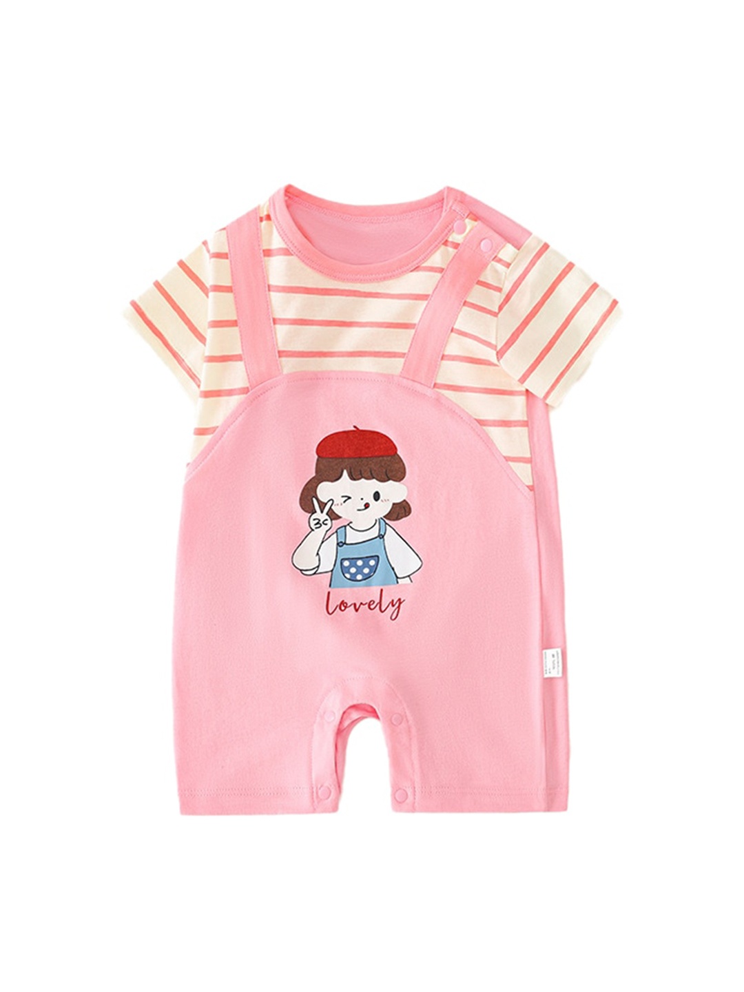 

StyleCast x Revolte Infant Girls Printed Cotton Rompers, Pink