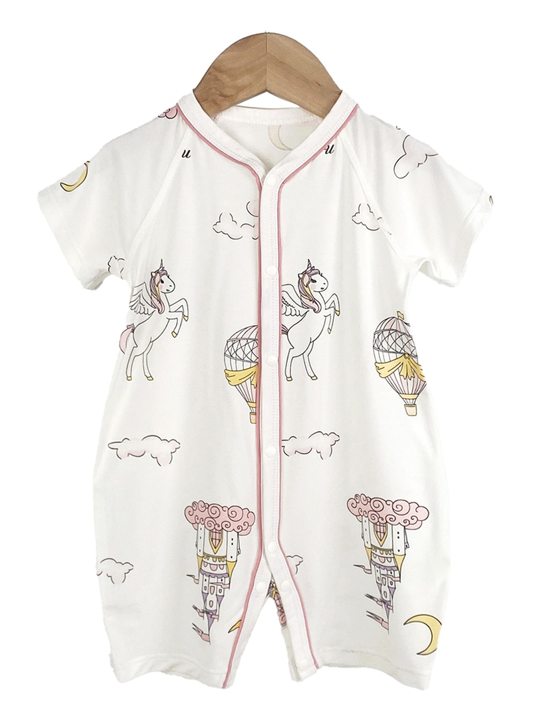 

StyleCast x Revolte Unisex Graphic Printed Round Neck Cotton Rompers, White