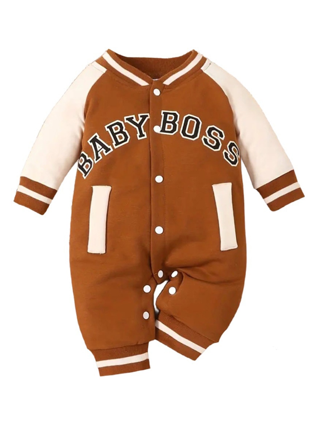 

StyleCast x Revolte Boys Printed Pockets Round Neck Cotton Rompers, Orange