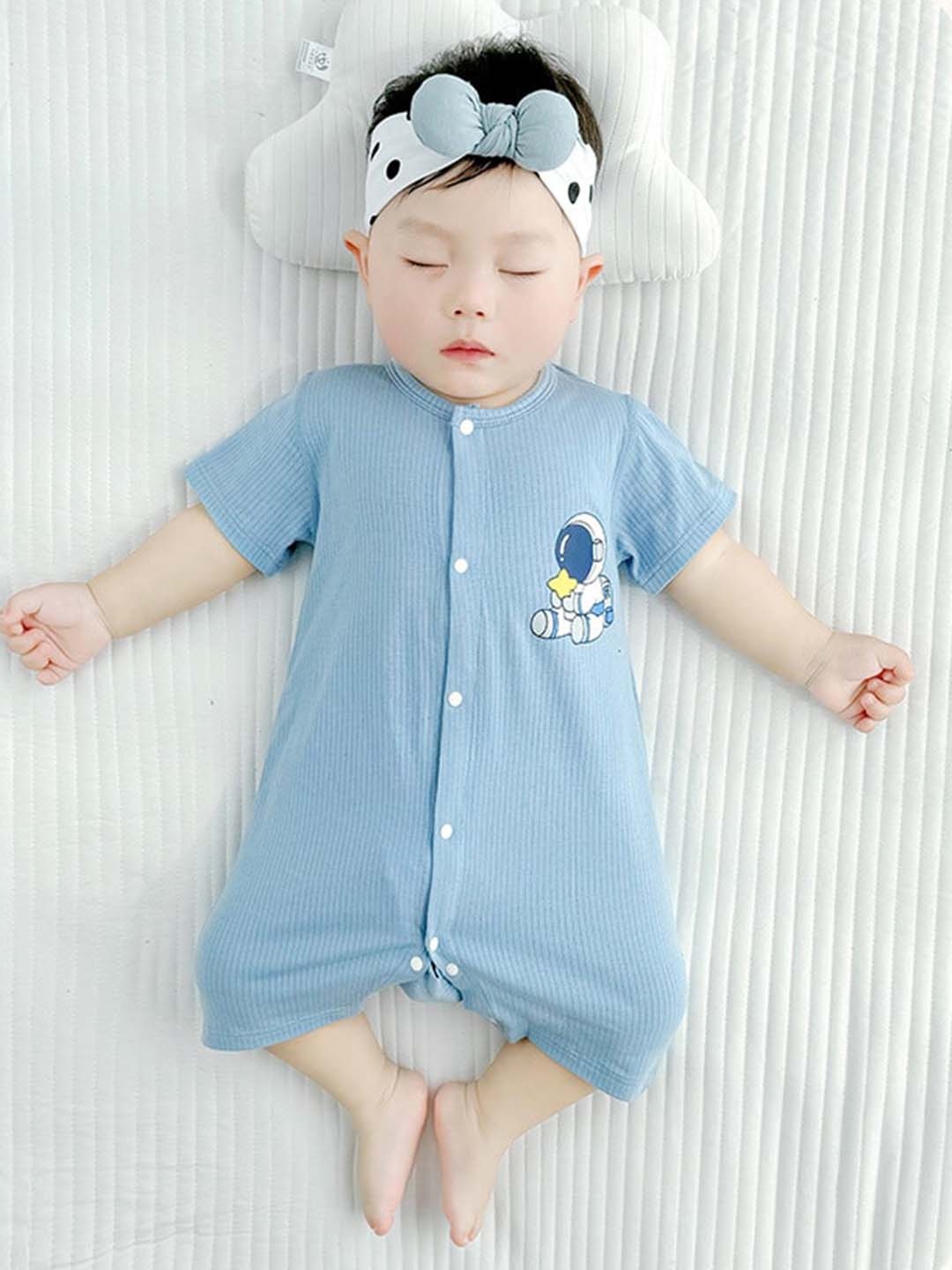 

StyleCast x Revolte Boys Graphic Printed Round Neck Cotton Rompers, Blue