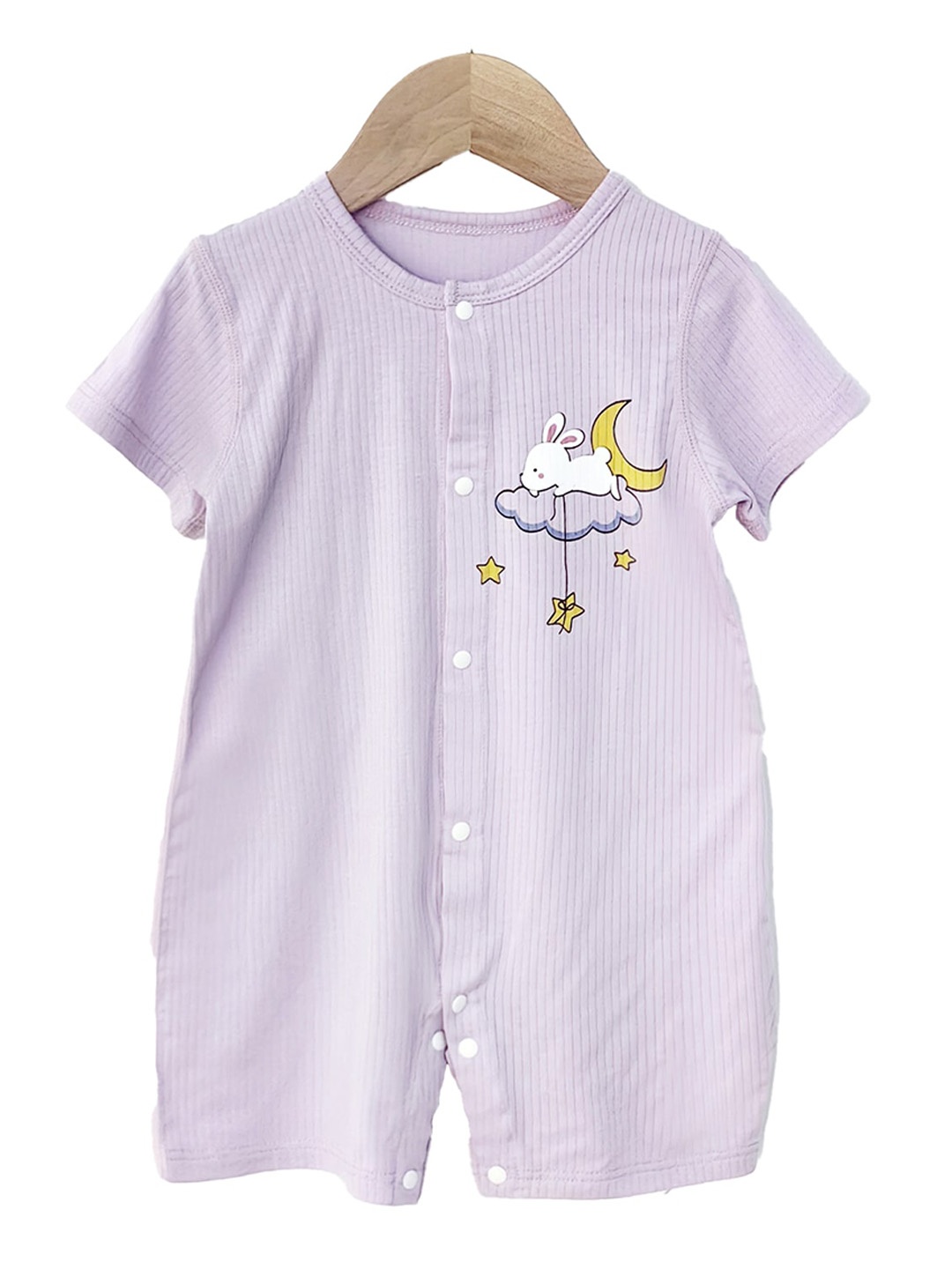 

StyleCast x Revolte Girls Graphic Printed Round Neck Cotton Rompers, Purple